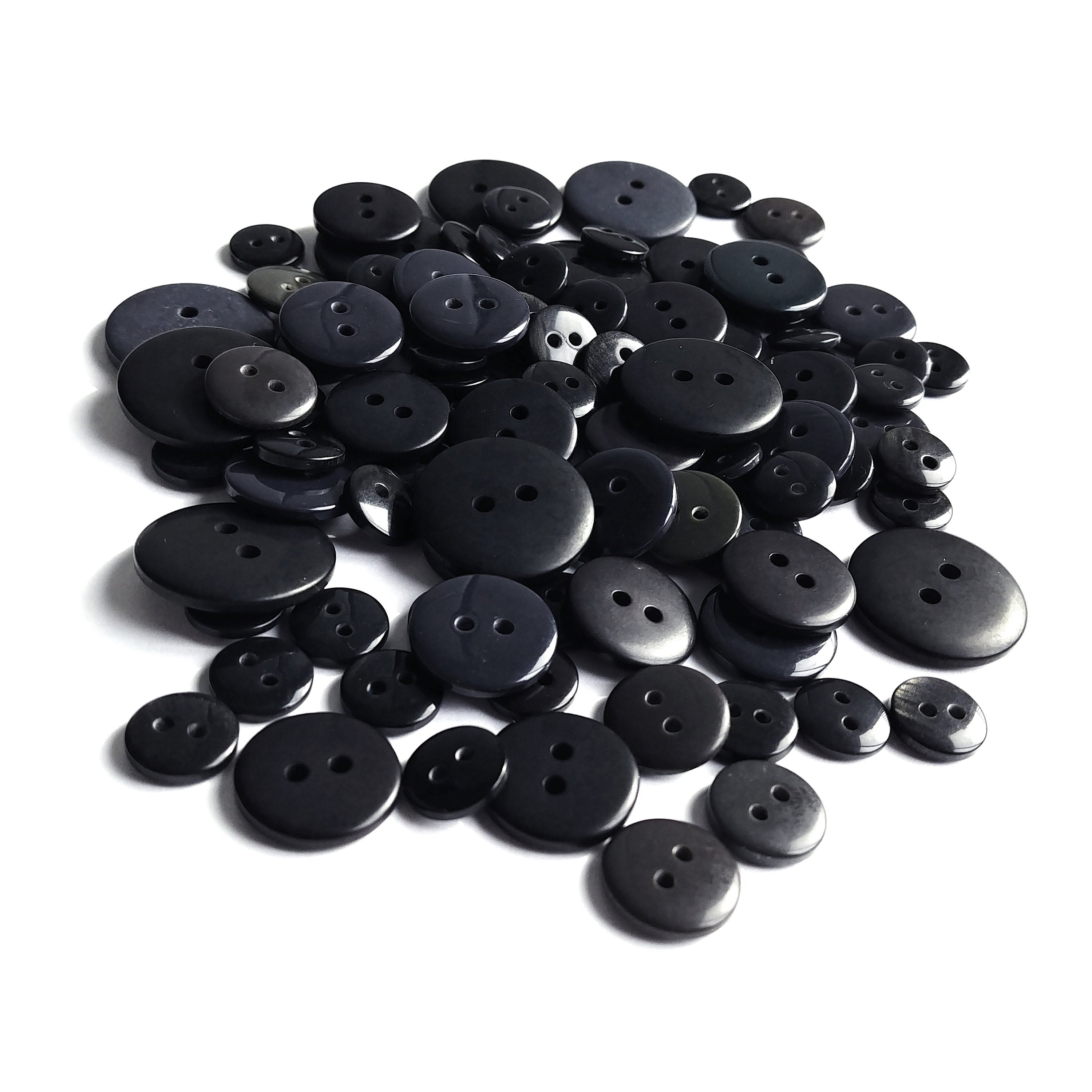 Midnight mixed size round button -  100 resin buttons 10-20mm