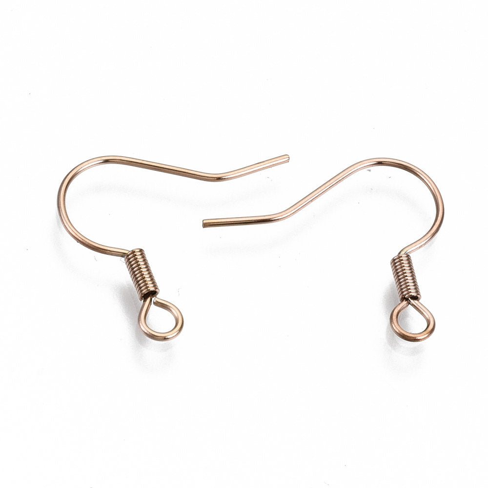 Rose gold stainless steel french earring hooks 10 pcs - Nickel free, l