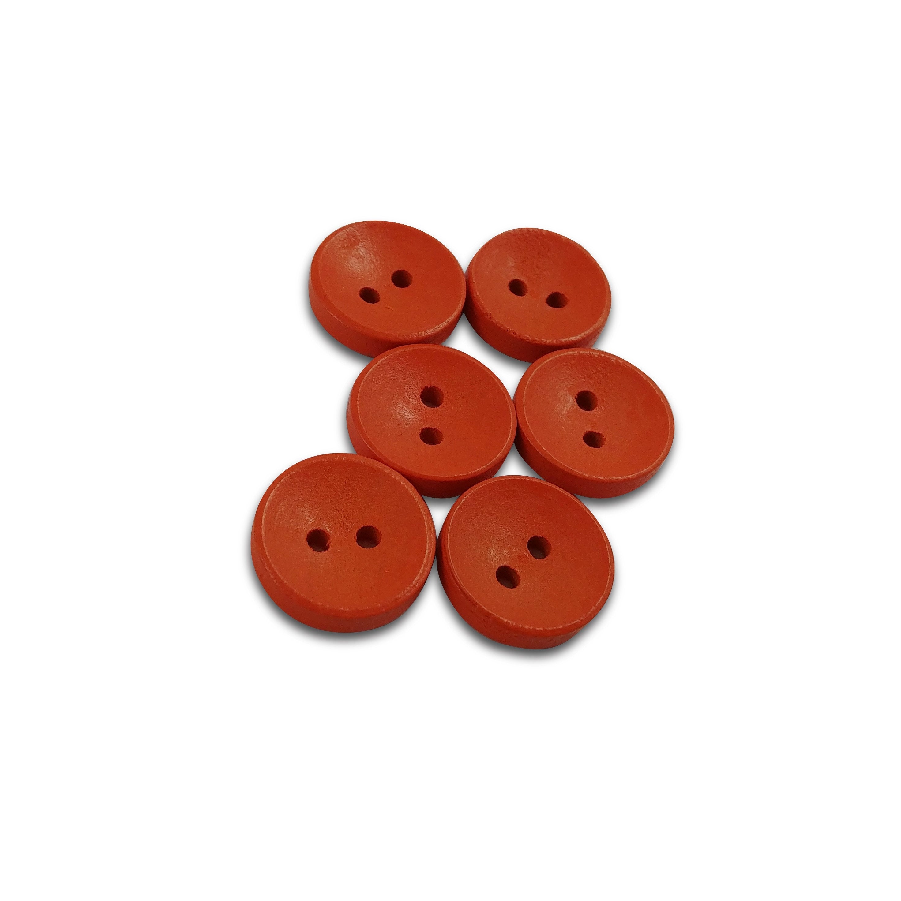 15mm wooden colorful buttons - Set of 6 wood button - Choose your color