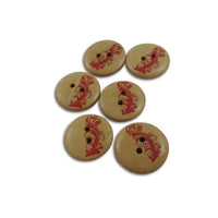Heart wood sewing buttons - 6 Patterns craft buttons 20mm