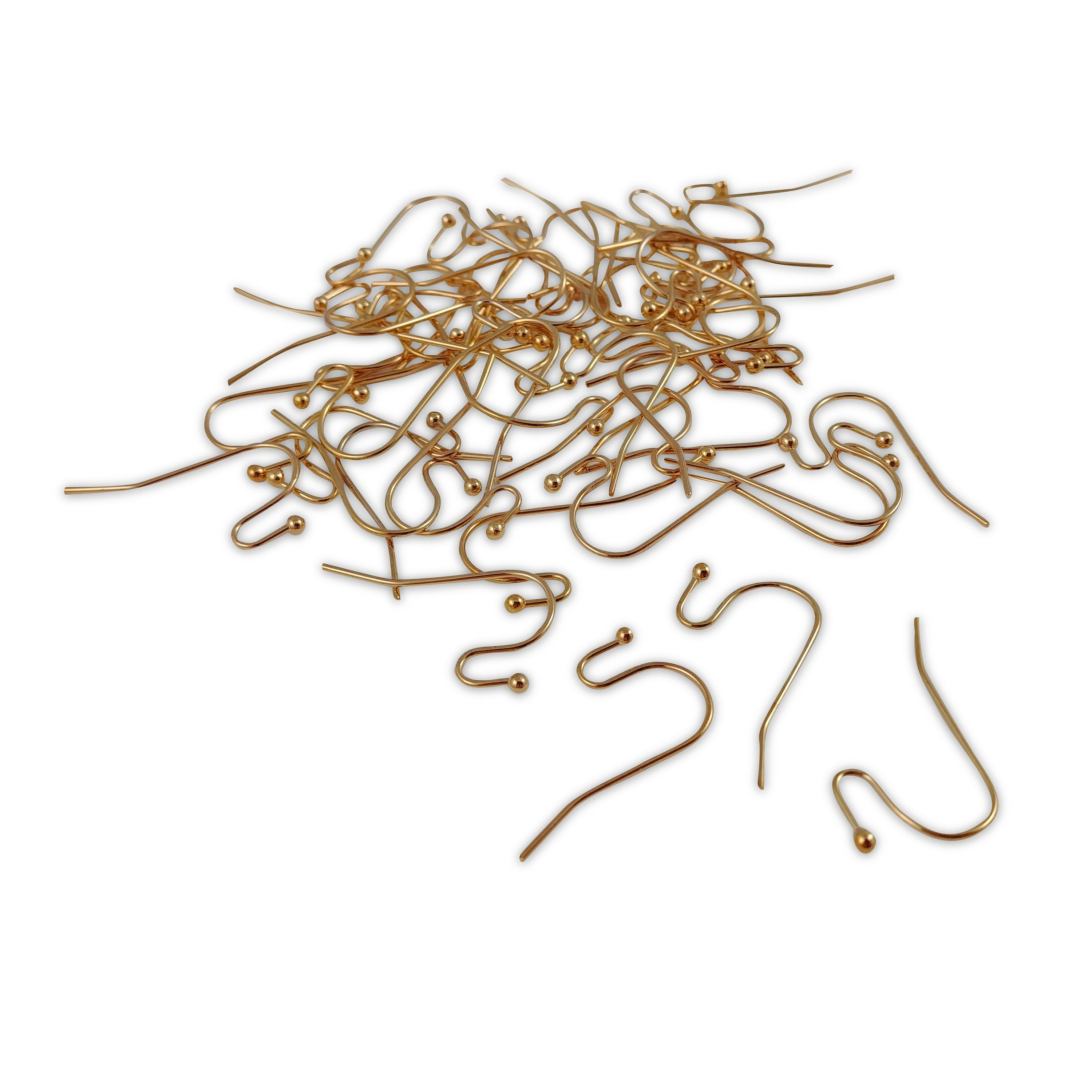 Gold stainless steel ear wire hooks 50 pcs (25 pairs) Hypoallergenic 20mm