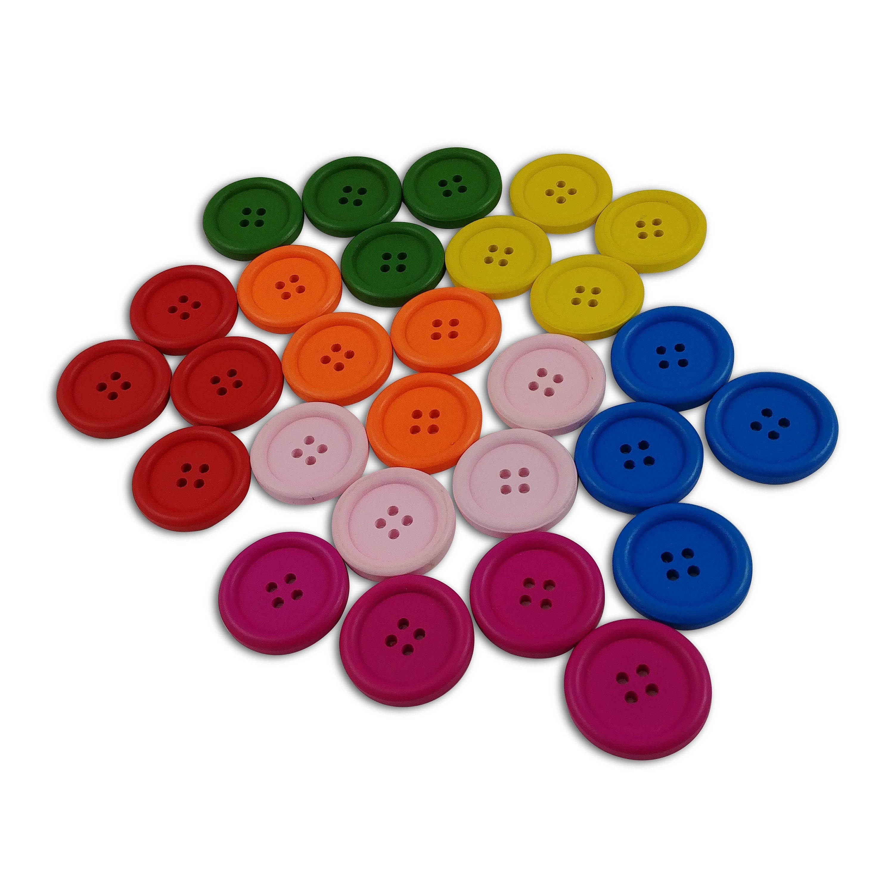 30mm wooden colorful buttons - Set of 4 wood button - Choose your color