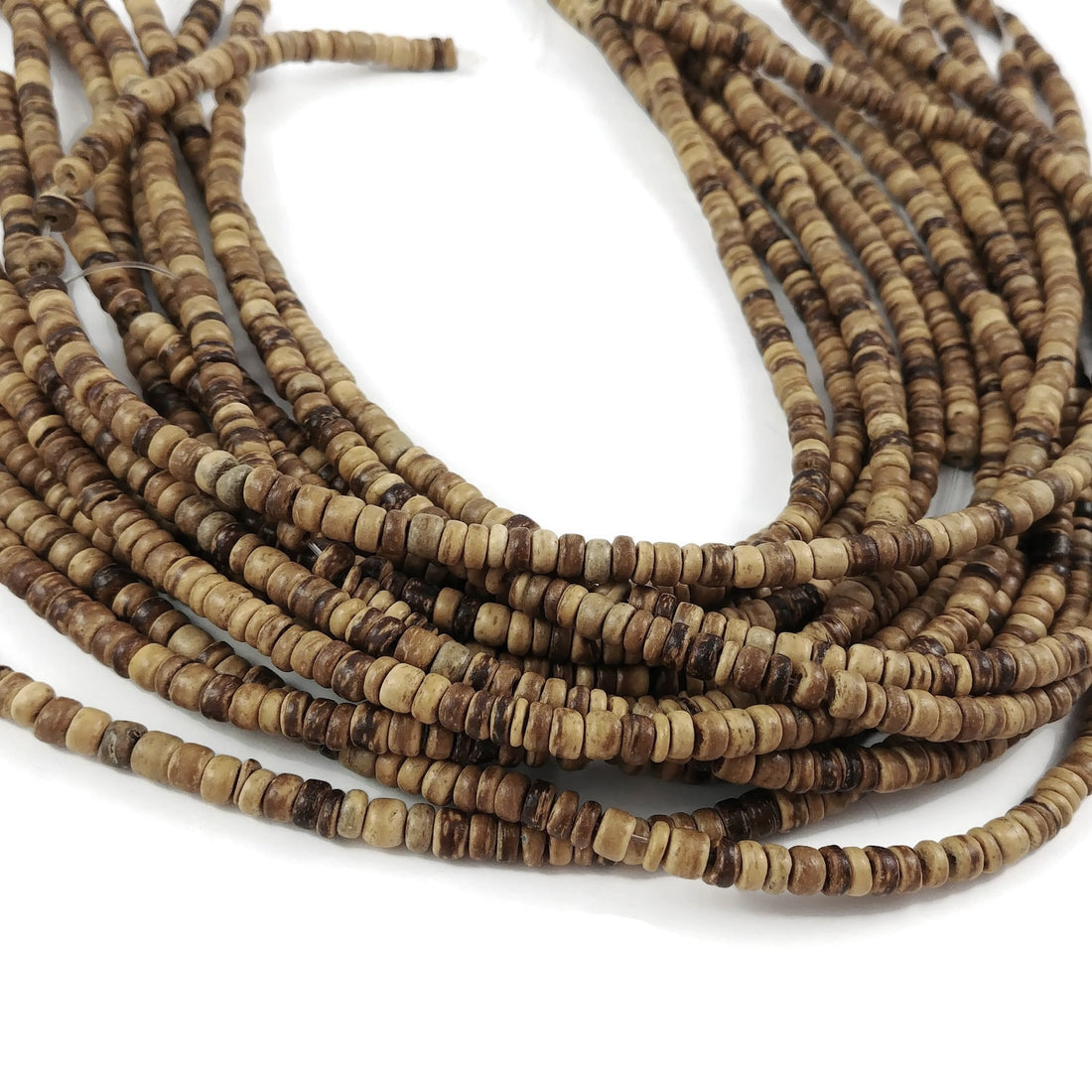 125 natural coconut beads - Coconut Rondelle Disk Beads 5mm 