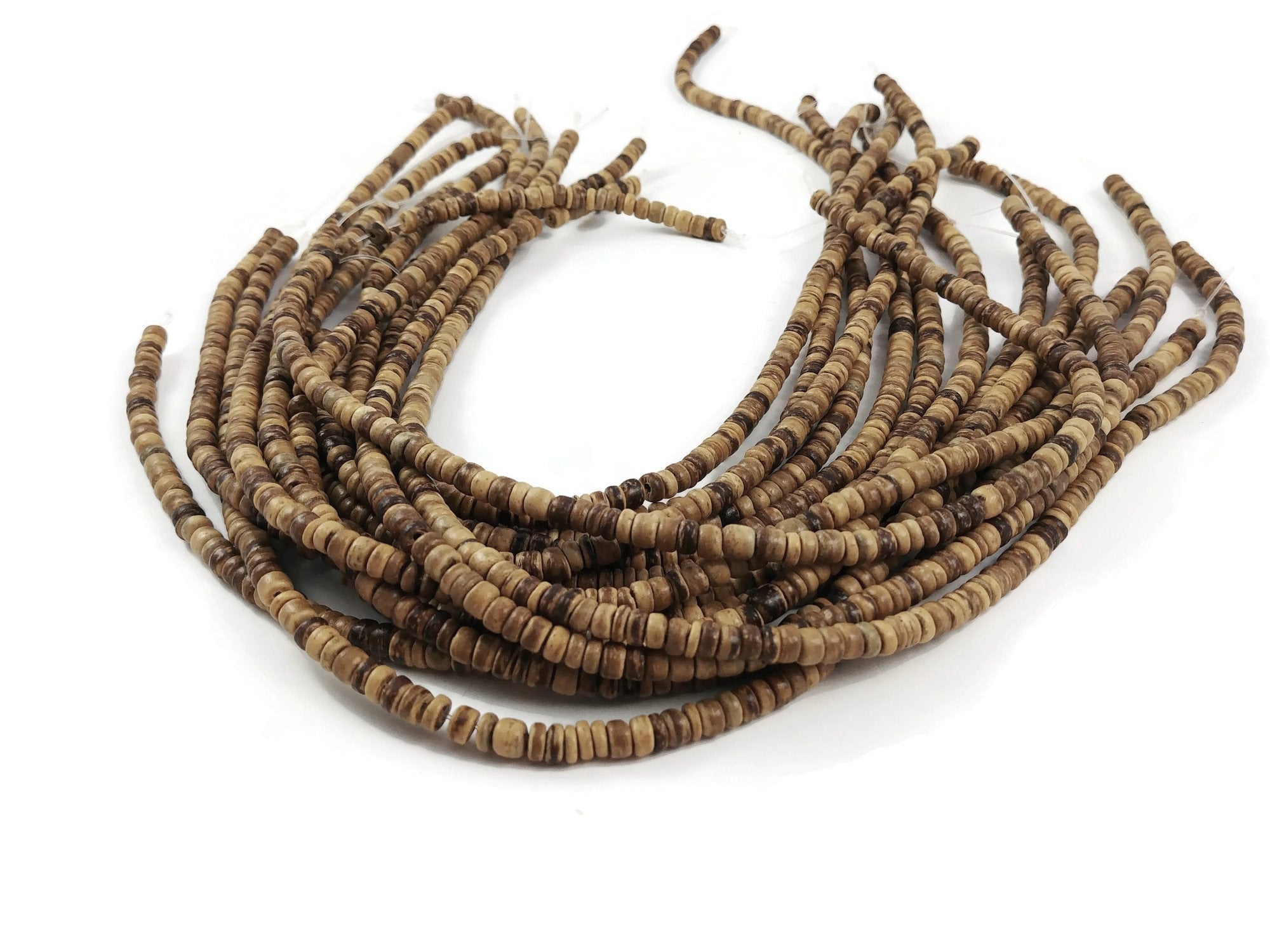 125 natural coconut beads - Coconut Rondelle Disk Beads 5mm 