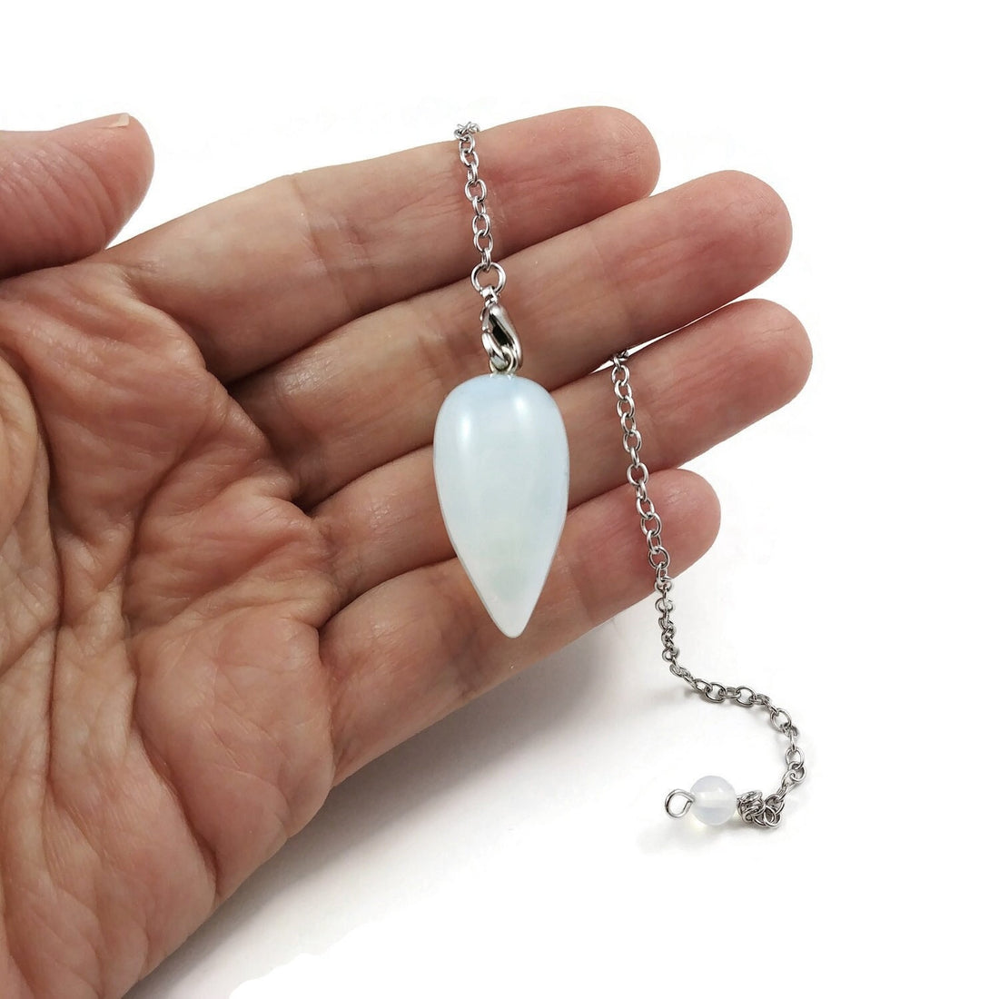 Opalite dowsing pendulum, Drop pendant divination pendulum, Reiki healing stone