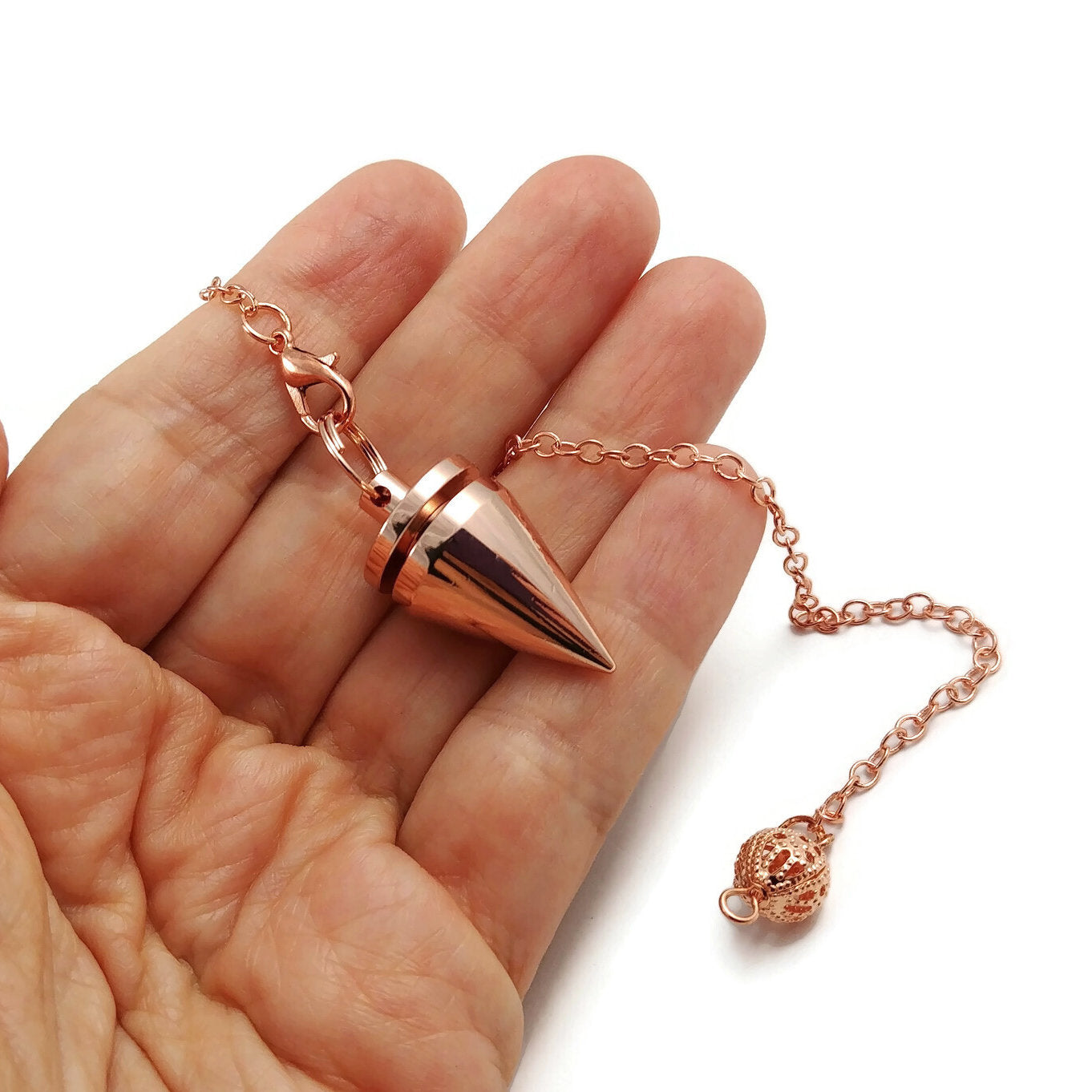 Metal dowsing pointed pendulum - Silver, gold, rose gold or antique bronze