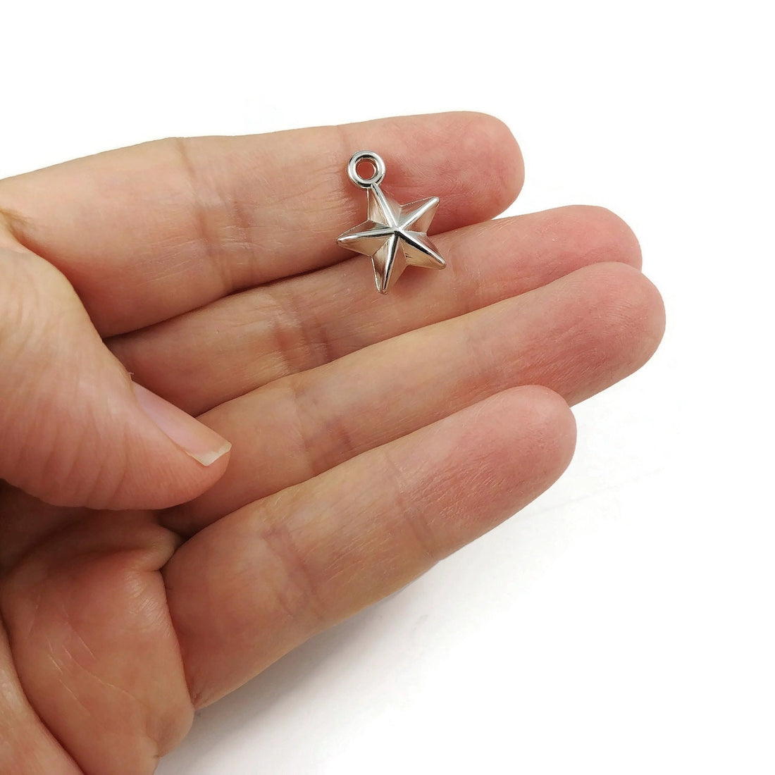 Silver star charms, Acrylic celestial charms, Small star pendants for jewelry making, Earring or bracelet charms