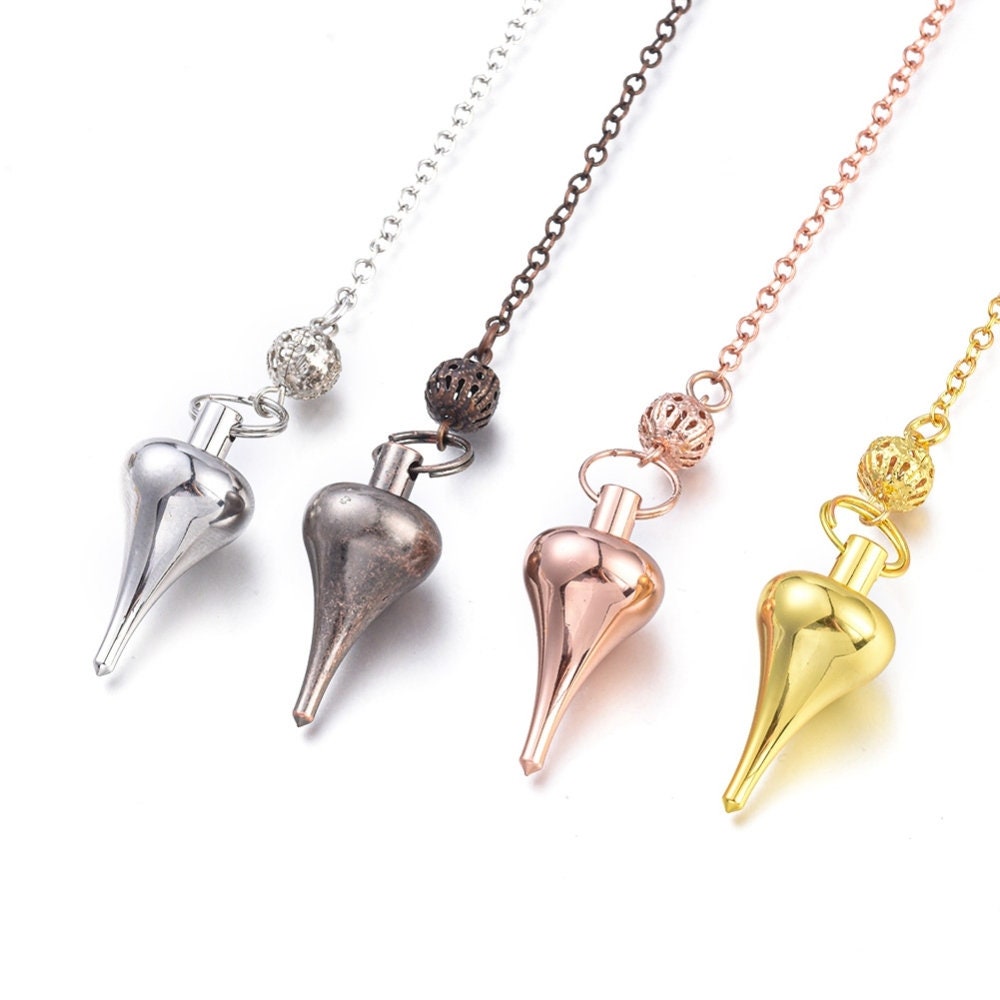 Metal dowsing drop pendulum - Silver, gold, rose gold or antique bronze