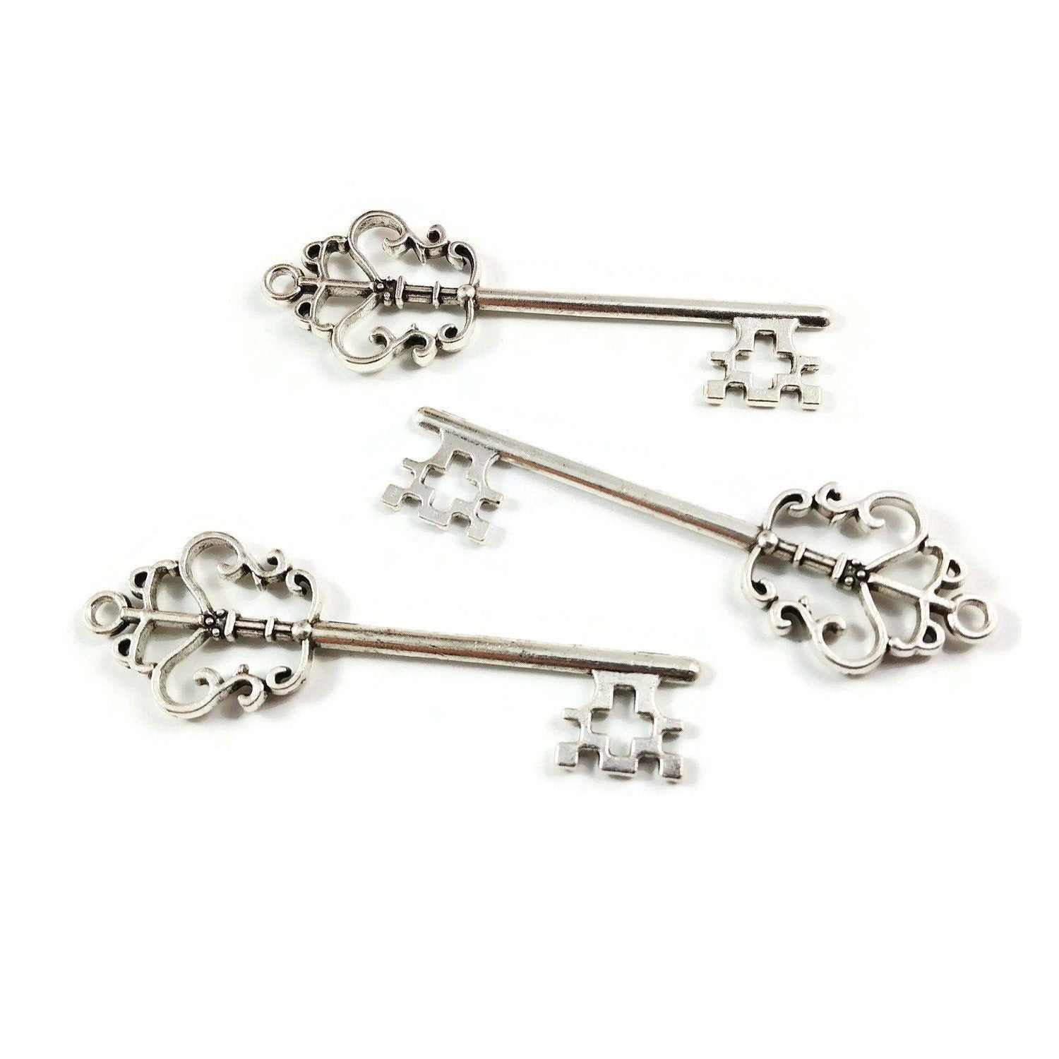 12pcs Antique Silver Huge Skeleton Key Craft Supplies Charms Pendants for Crafting, Jewellery Findings Making Accessory For DIY Necklace Bracelet m102