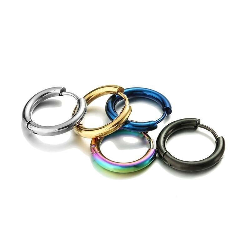 Stainless steel hoop earrings, Hypoallergenic earring findings, Plated huggie earring hoops, 5 colors available