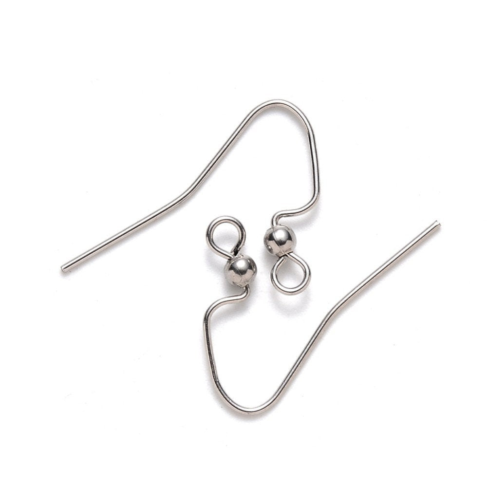 Stainless steel earring hook, Hypoallergenic ear wire findings, Silver
