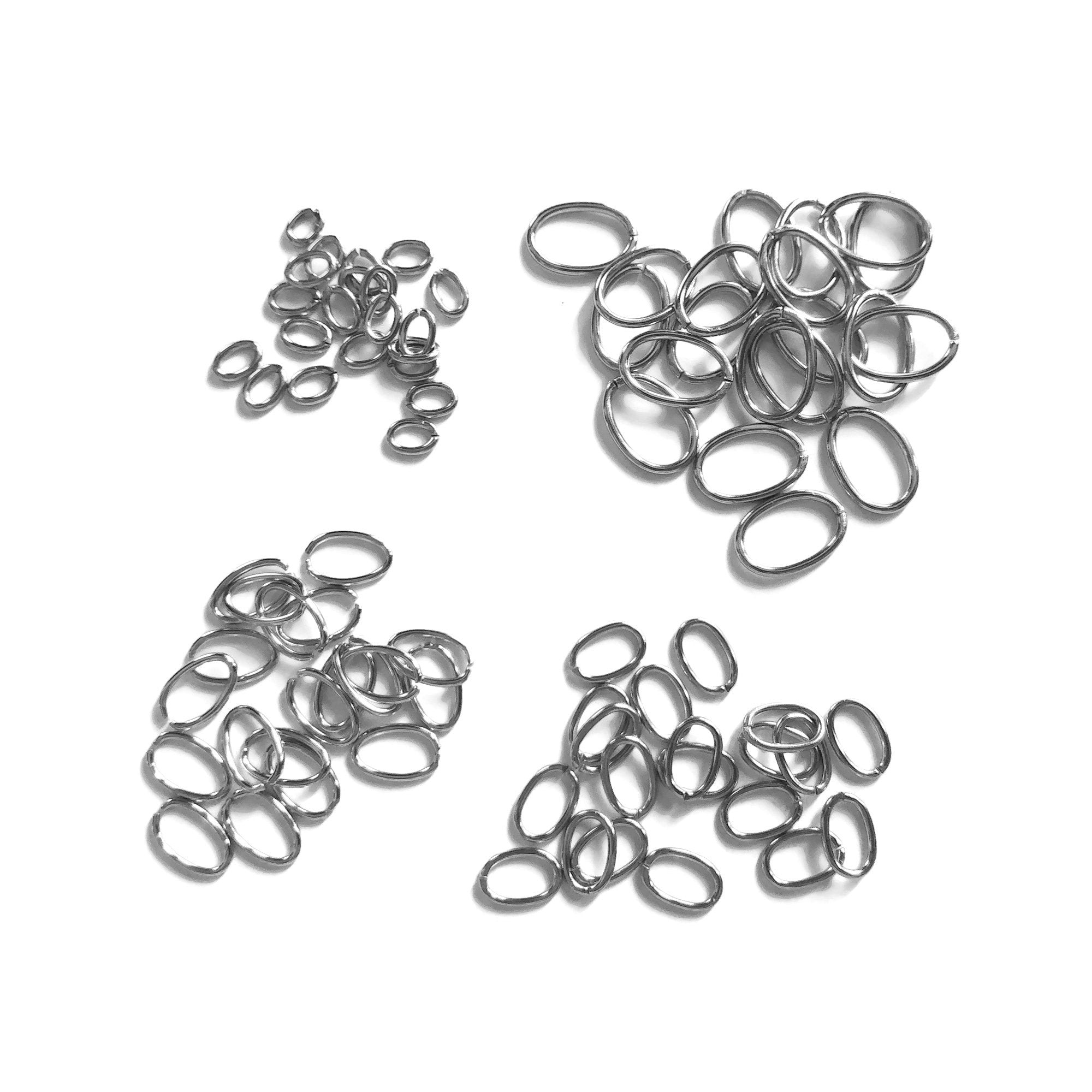 20 Stainless steel oval jump rings, Hypoallergenic silver jump ring, 6, 9, 10 or 13mm, Jewelry findings