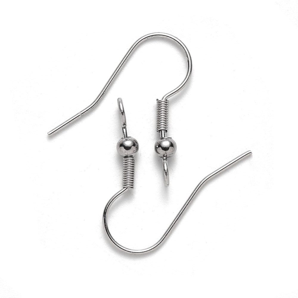 Stainless steel ear wires, Other side loop earring hooks 50 pcs (25 pa