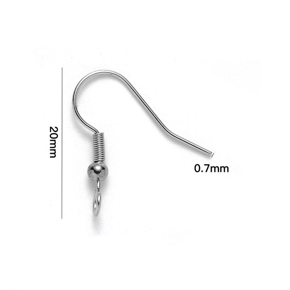 Stainless steel ear wires, Other side loop earring hooks 50 pcs (25 pairs)