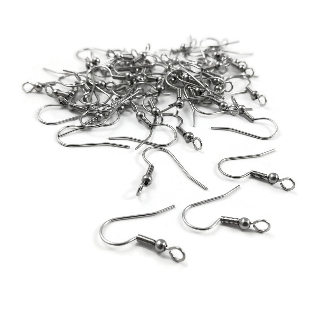 50pcs Hypoallergenic Stainless Steel Earrings Hooks Muti-style Earrings  Clasps Findings Earring Wires For Jewelry Making Supplie