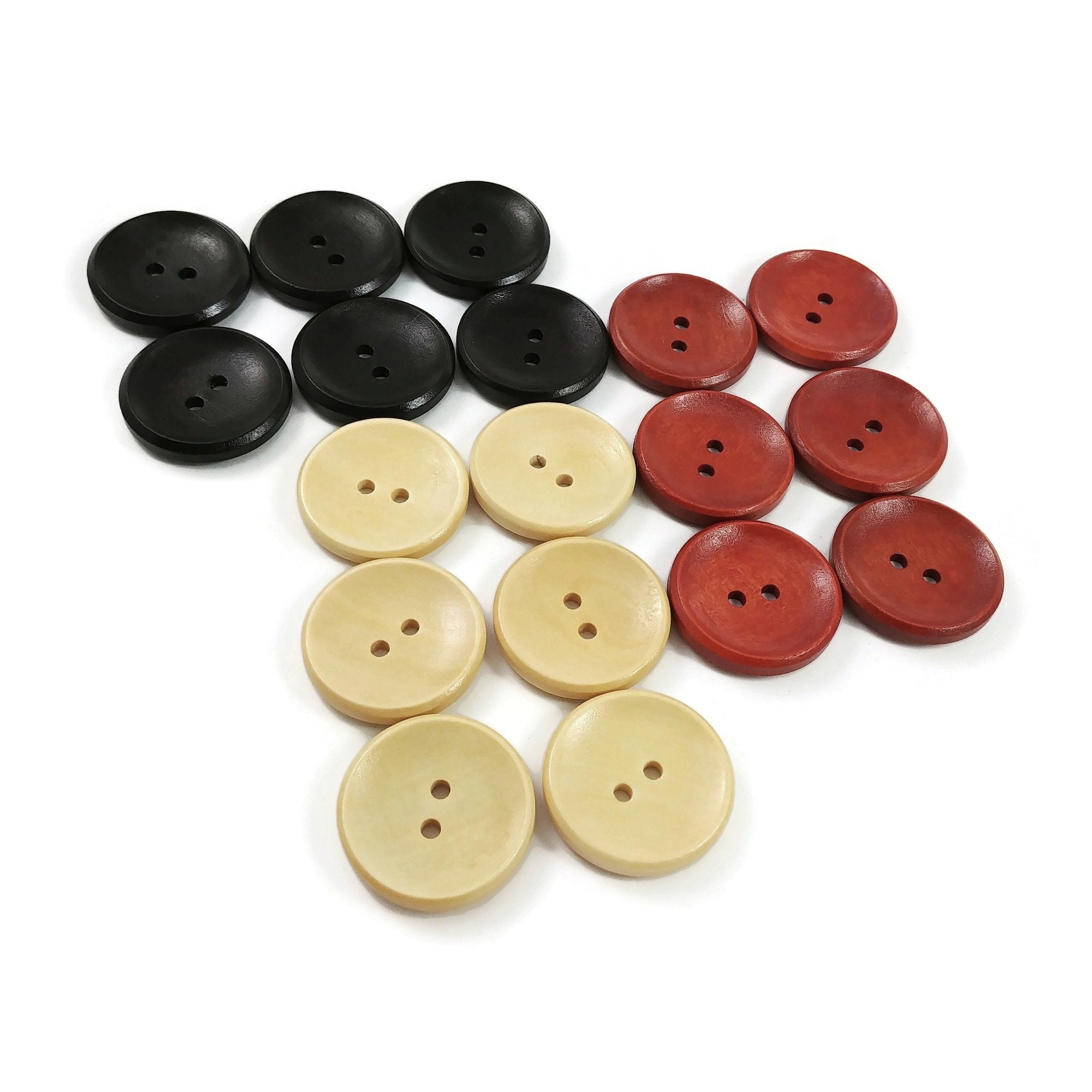 1 inch wooden buttons, 6 sewing buttons, 25mm natural wood button, Dark brown, brown, copper or natural