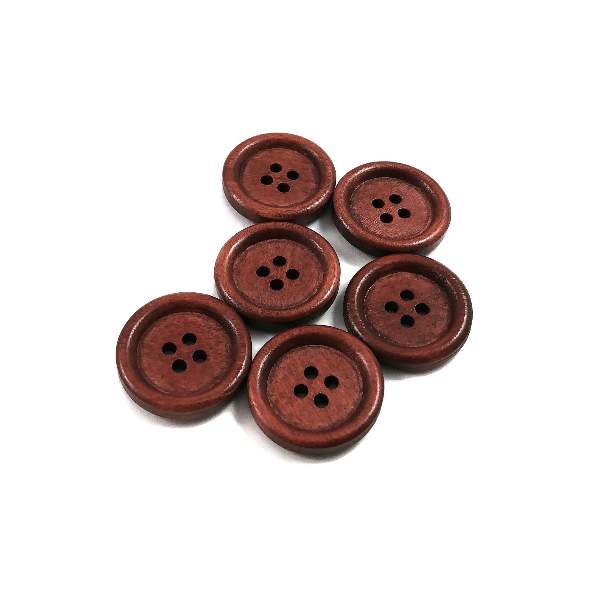 20 Large Dark Brown Coffee Wooden Button - 35mm - 1 3/8 inch - 4 hole -  Wood Buttons (B21318)