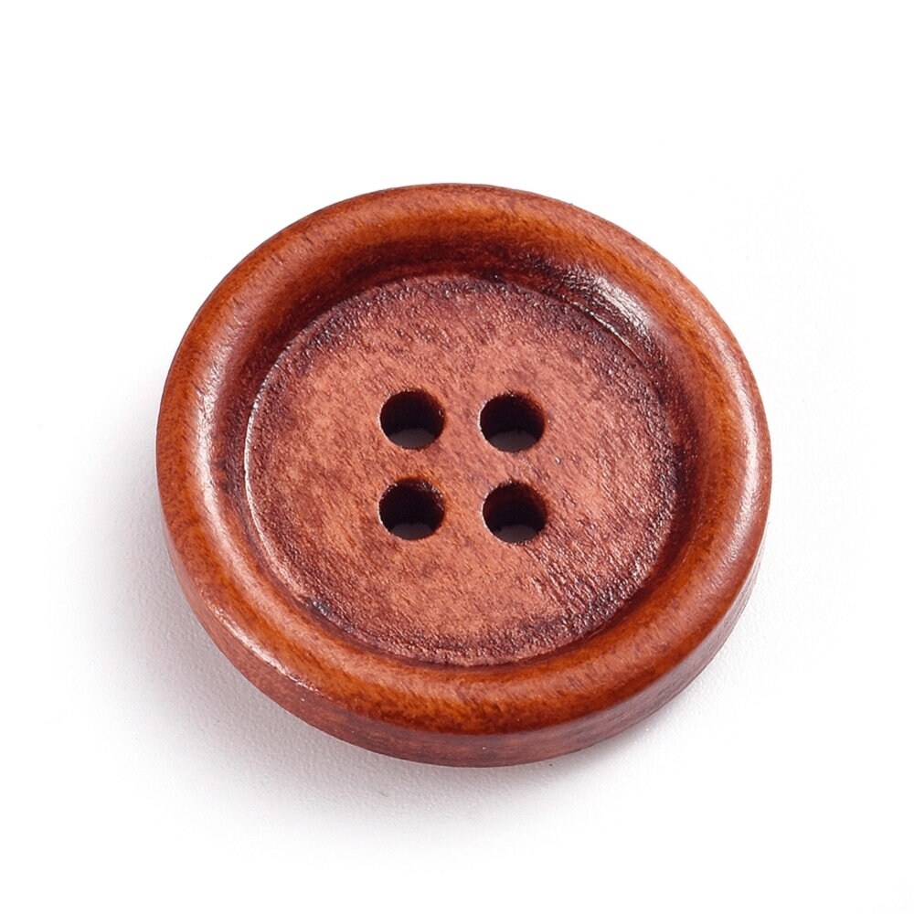20mm wooden buttons, 6 sewing buttons, Natural wood button, Dark brown, brown or natural