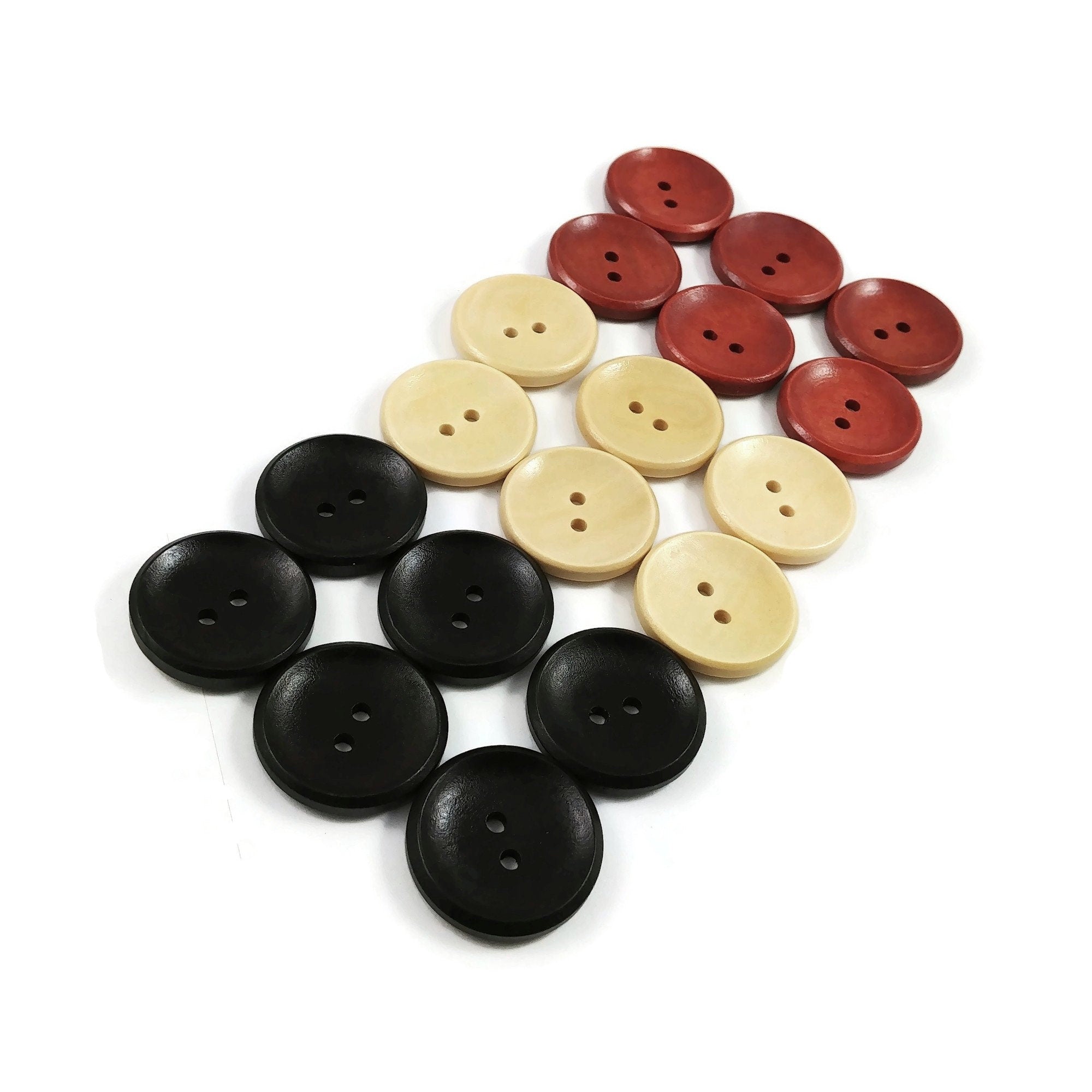 Dark Brown Coffee Wooden Buttons - 30mm (Approx. 1 1/8'' inch) - 2 Hole -  Wood B