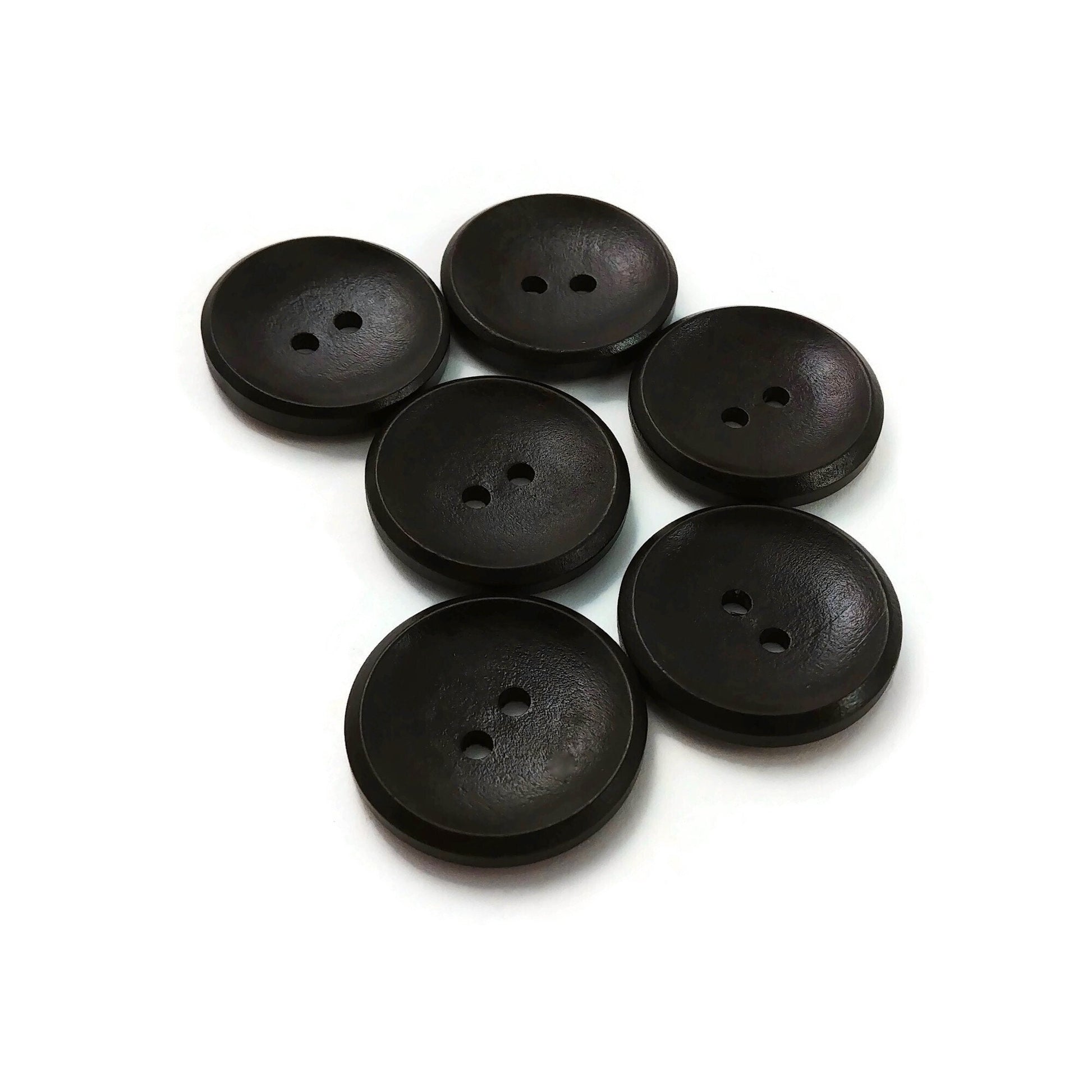 1 inch wooden buttons, 6 sewing buttons, 25mm natural wood button, Dark brown, brown, copper or natural