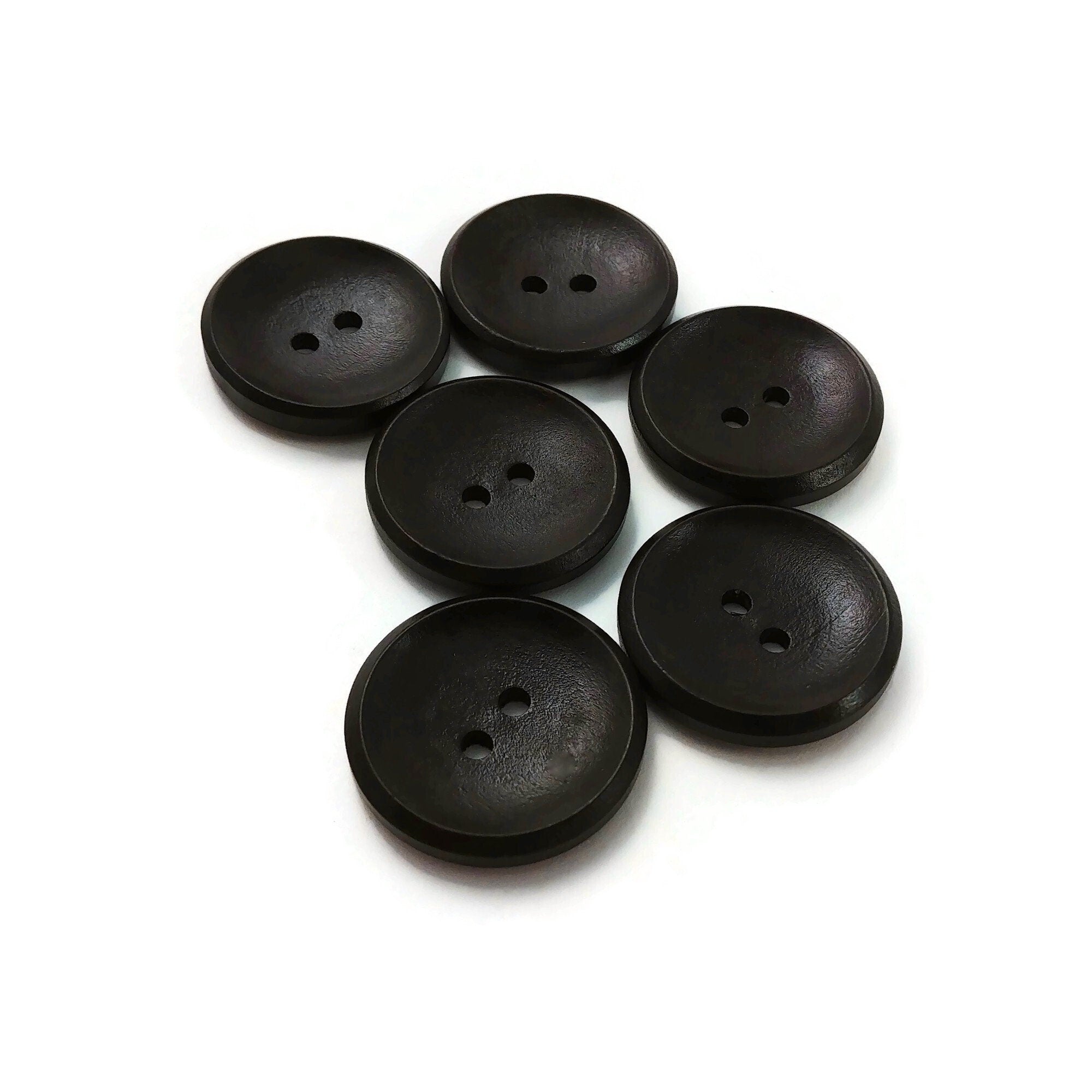 Large Buttons 4 Holes,Big Wooden Buttons,Wood Button for Sewing,25mm Craft Button,1 inch Black Brown Coffee Button 50pcs Q3372