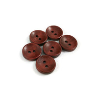 15mm wooden buttons, 6 sewing buttons, Natural wood button, Dark brown craft buttons