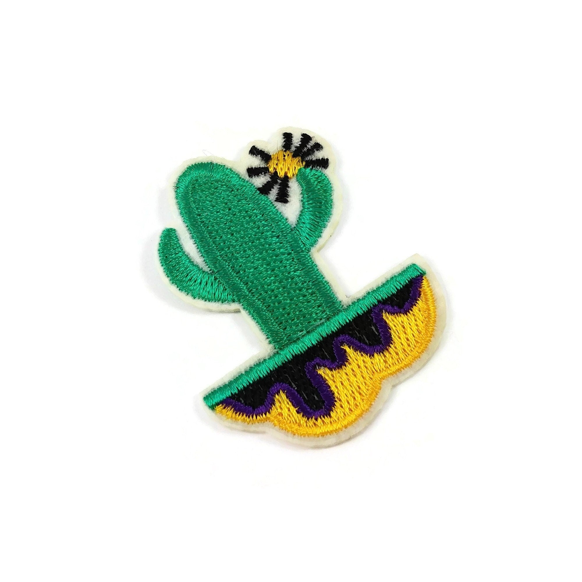 Cactus iron on patch, Embroidered sew on patch, Desert applique