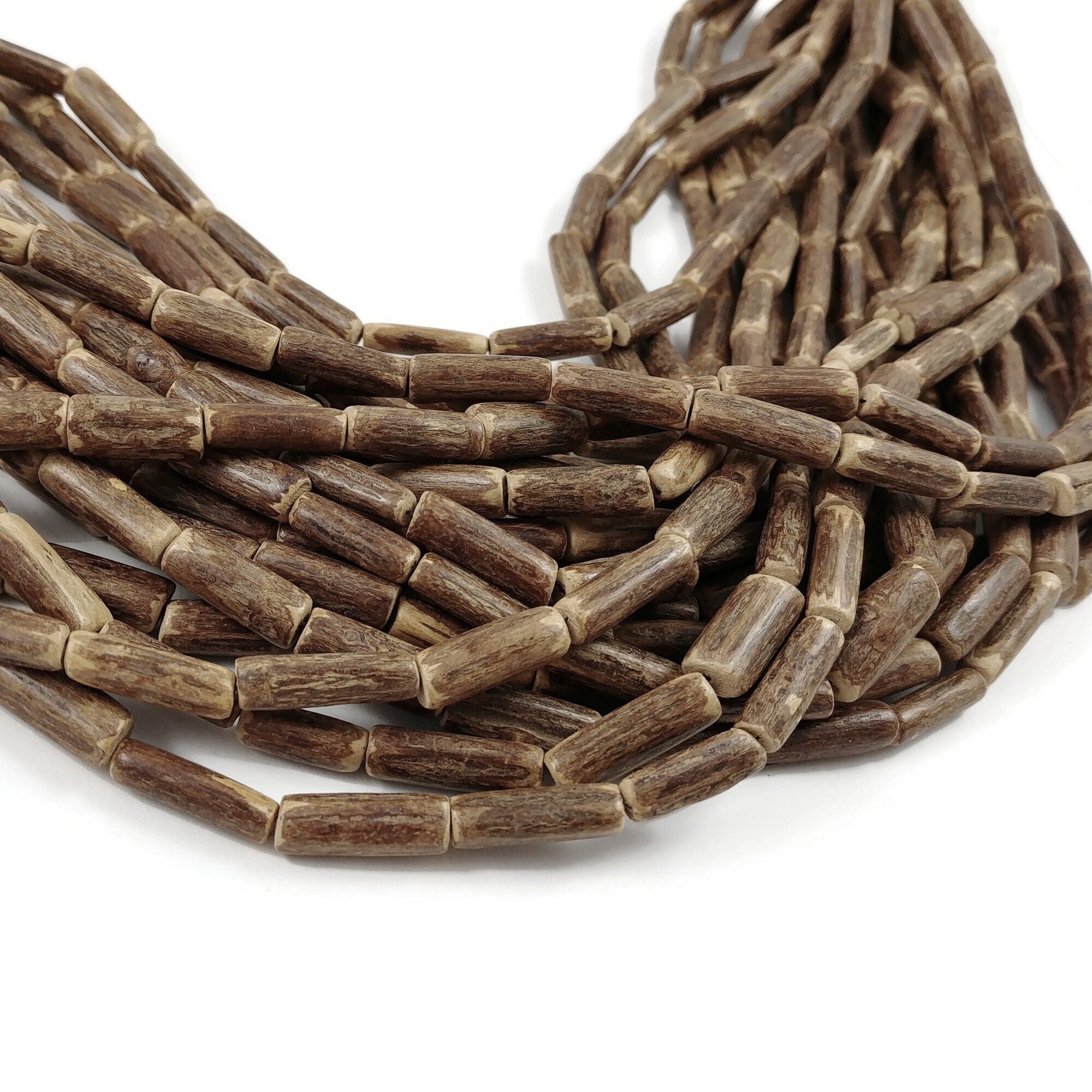Wood Vine Beads - Eco Friendly Tube Beads 16mm - 30" strand 