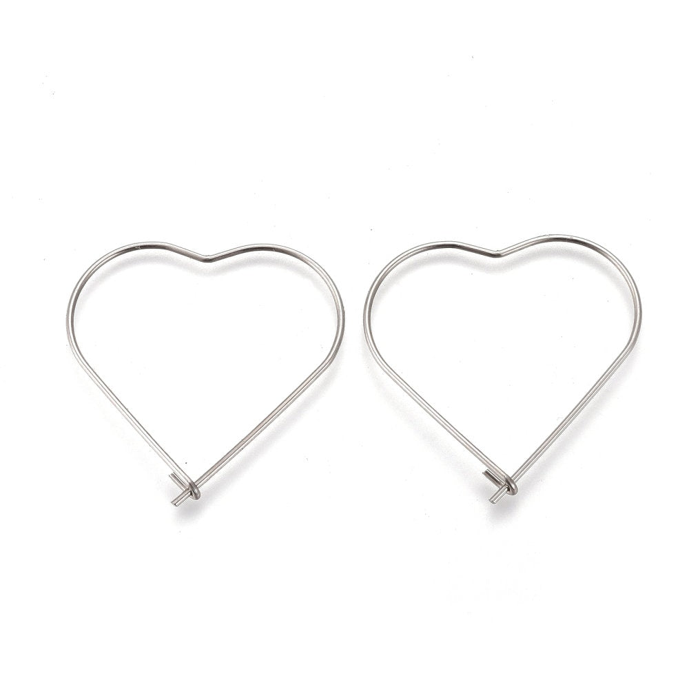 10 stainless steel heart hoops (5 pairs) Gold hoops findings, Silver earring hoops for jewelry making