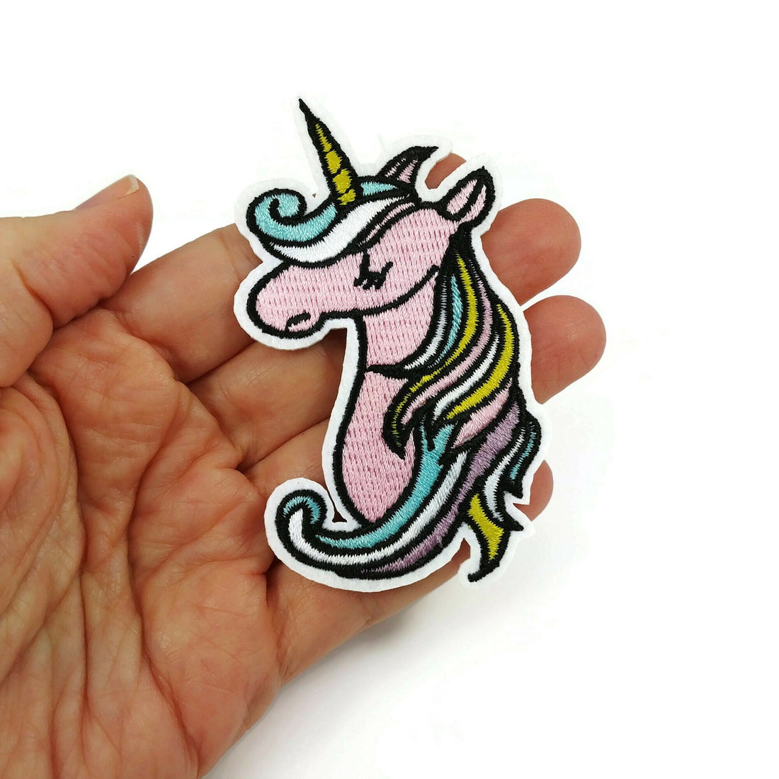 Unicorn iron on patch, embroidered patch, sew on patch, Cute pastel unicorn patch