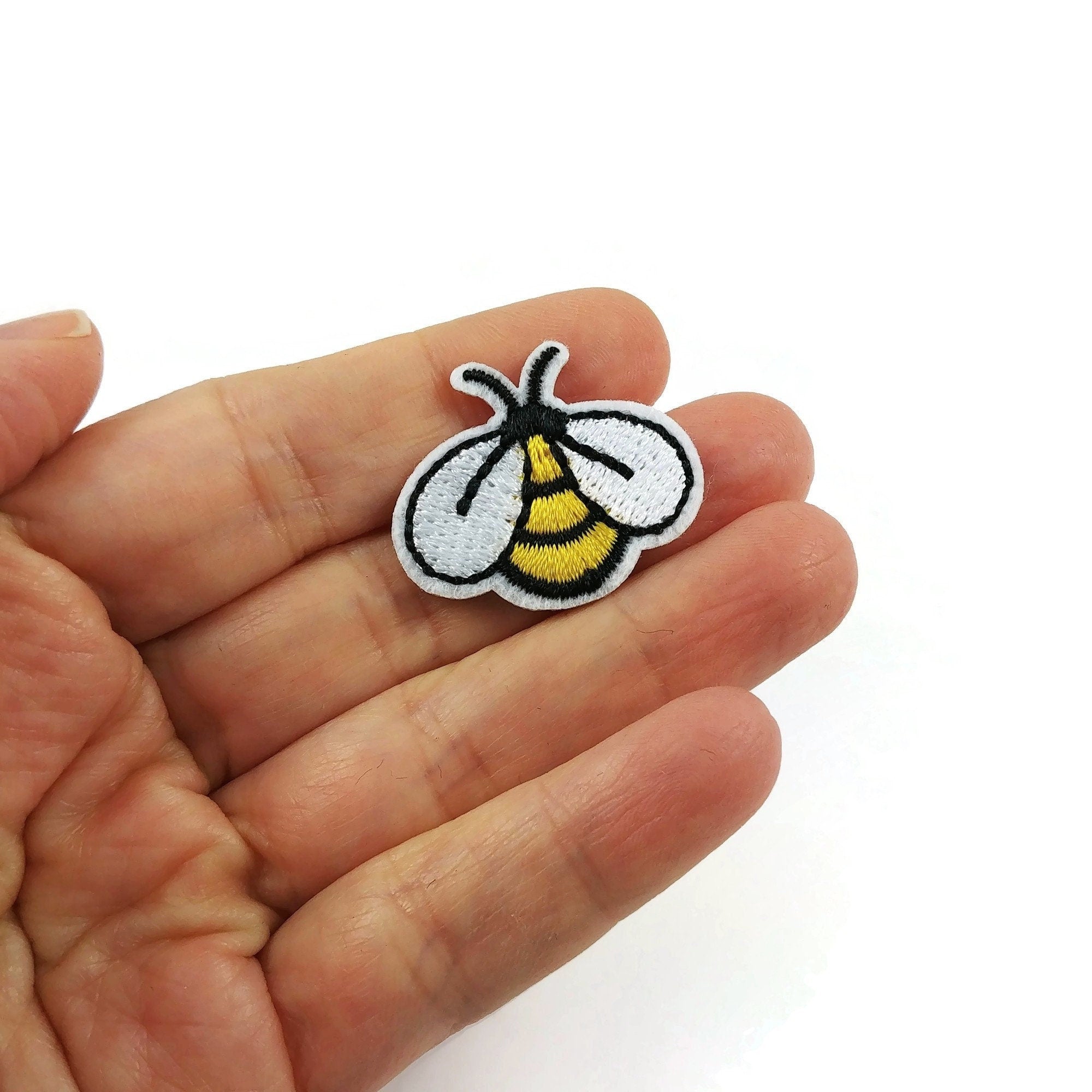 Cute little Bee iron on patch, Embroidered sew on patch, Insect applique