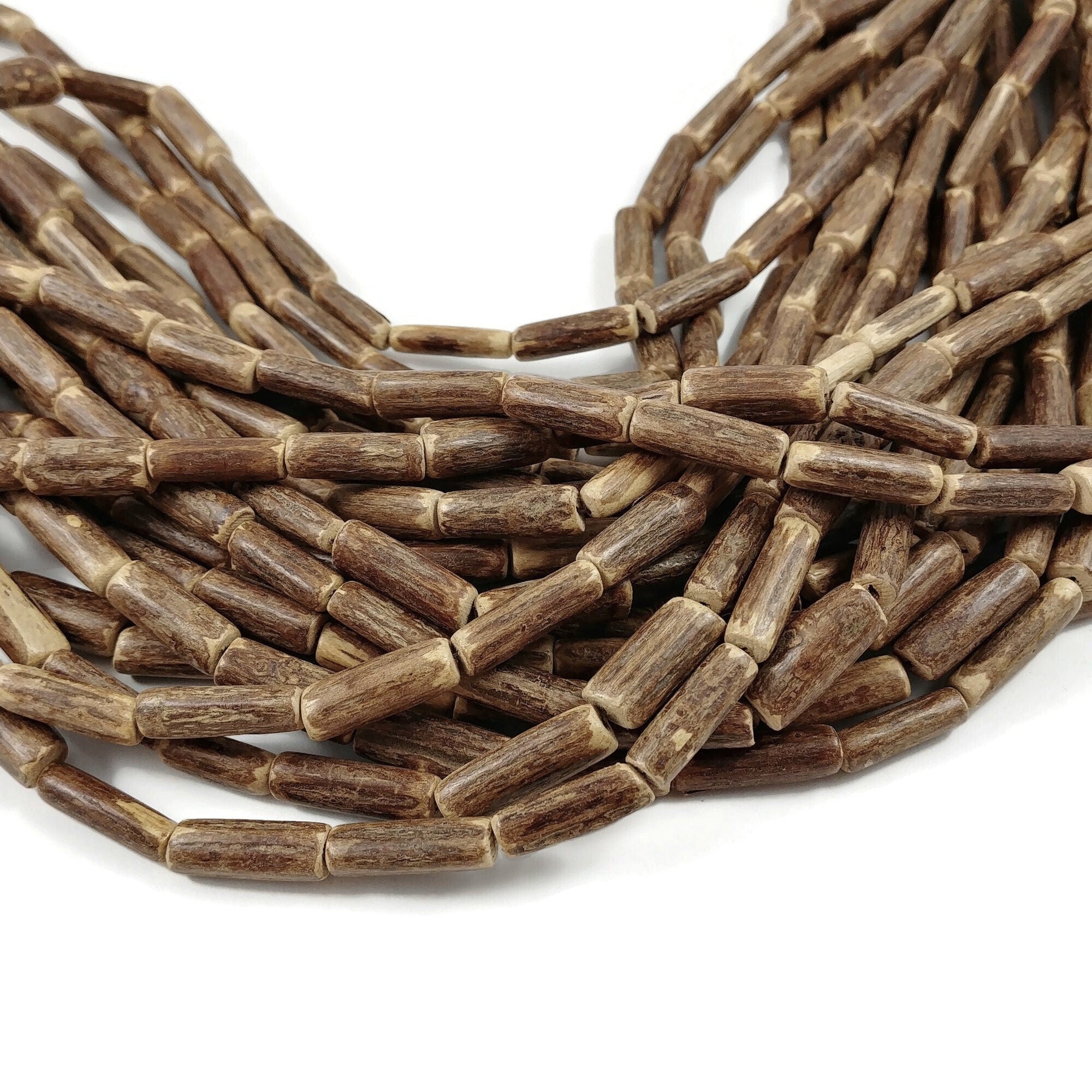 Wood Vine Beads - Eco Friendly Tube Beads 16mm - 30" strand 