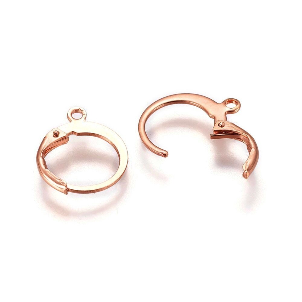Rose gold round lever back, Stainless steel hoop earring hooks, 10pcs (5 pairs) Hypoallergenic leverbacks