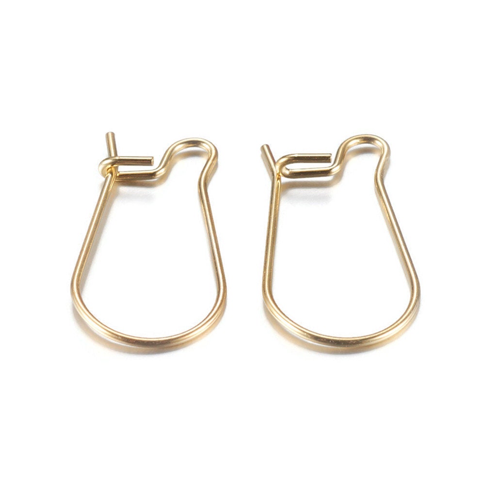 18K gold plated kidney earring hooks, Stainless steel ear wires