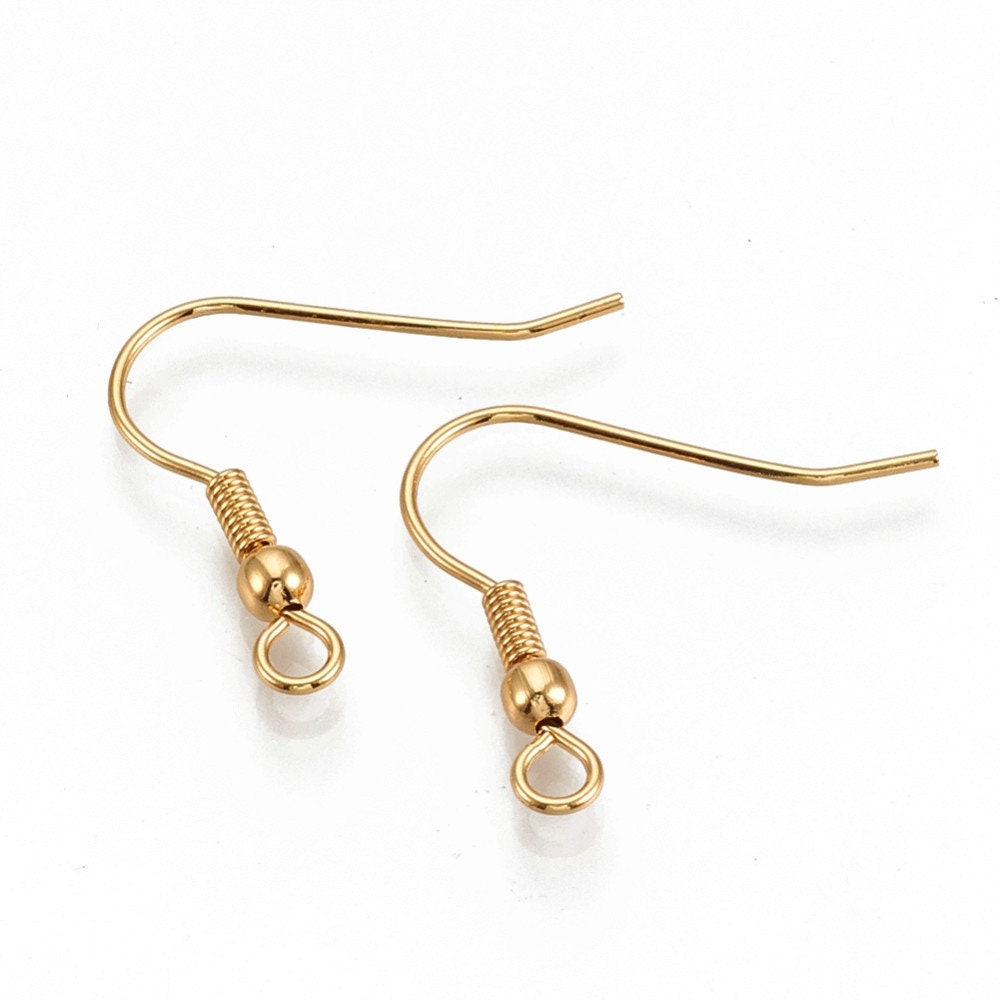 18K Gold Plated Earring Hooks - Stainless steel earring findings - Real Gold Plated Ear Wire