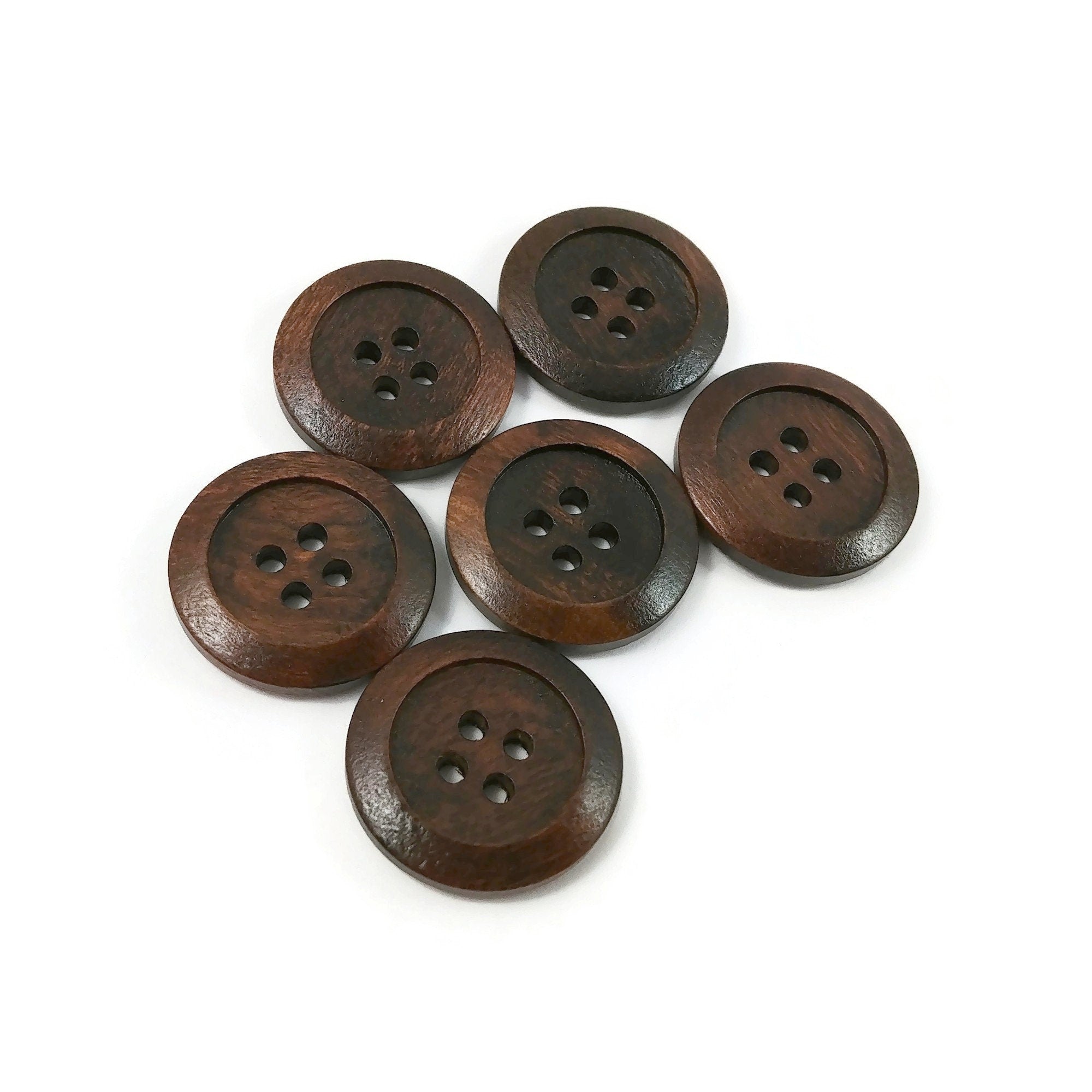 Olive natural wood buttons, 15mm, 20mm, Classic walnut sewing buttons, Made in Italy