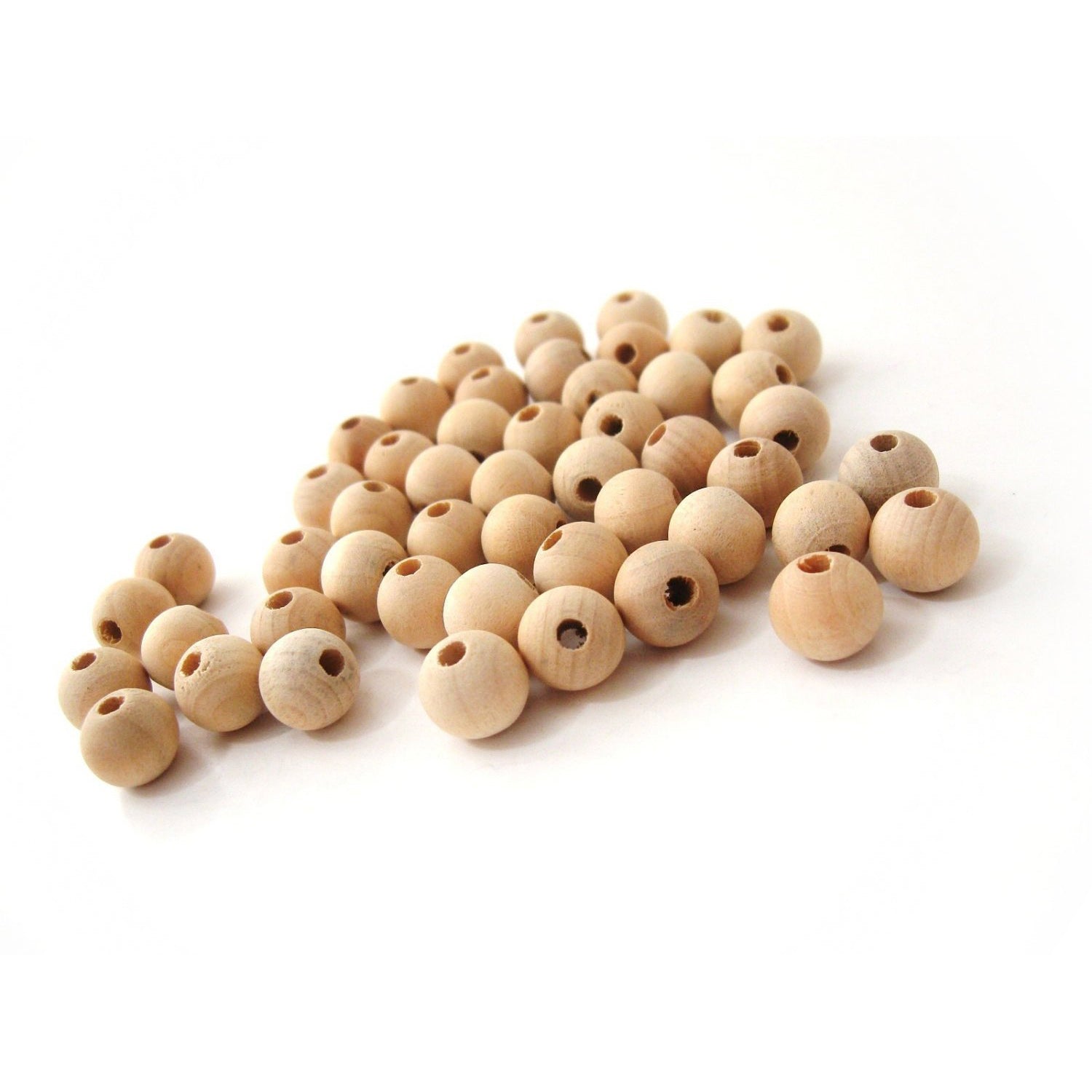 50 Perles en bois naturel 10mm