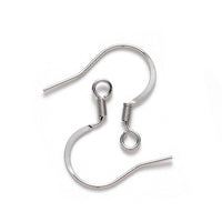 Stainless steel flat french earring hooks, 20 pcs (10 pairs) hypoallergenic ear wire, Silver, Gold, Rose gold