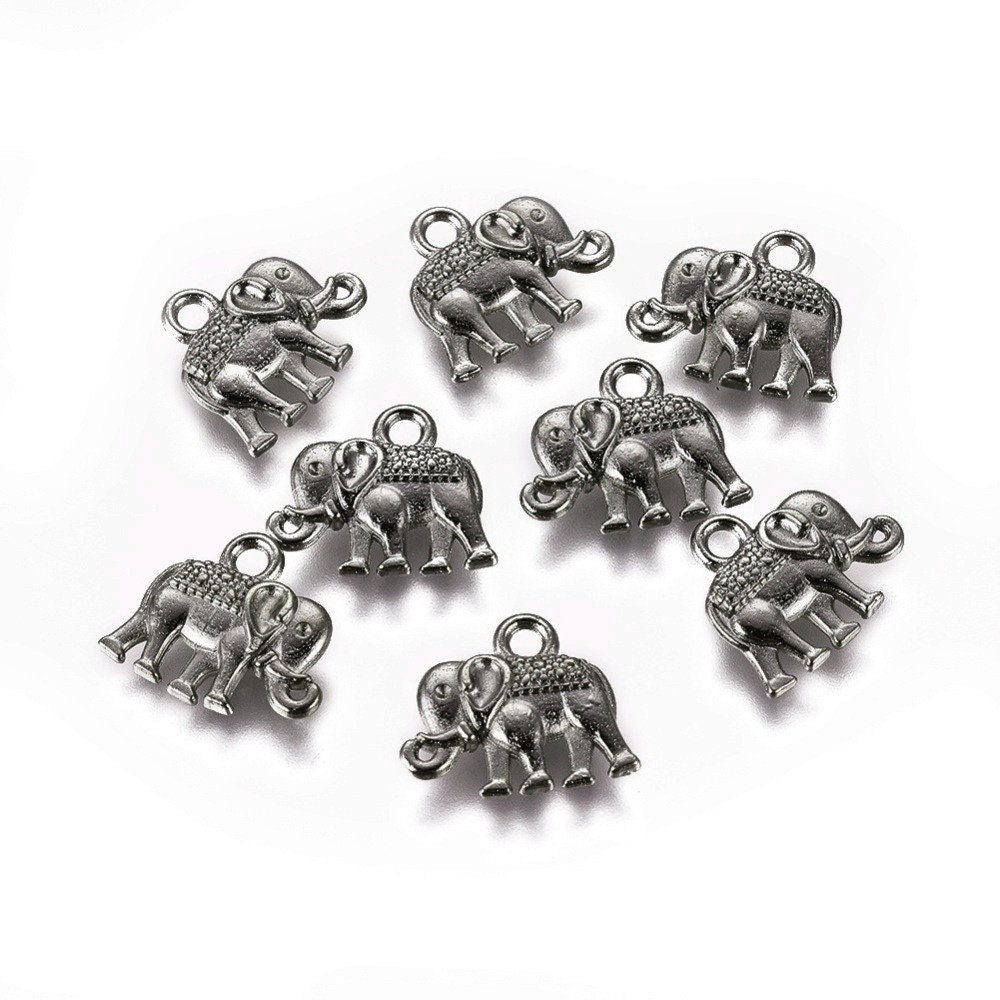 Cute elephant charms, 14mm tibetan animal charm, Gold, Silver, Copper, Nickel free metal pendants