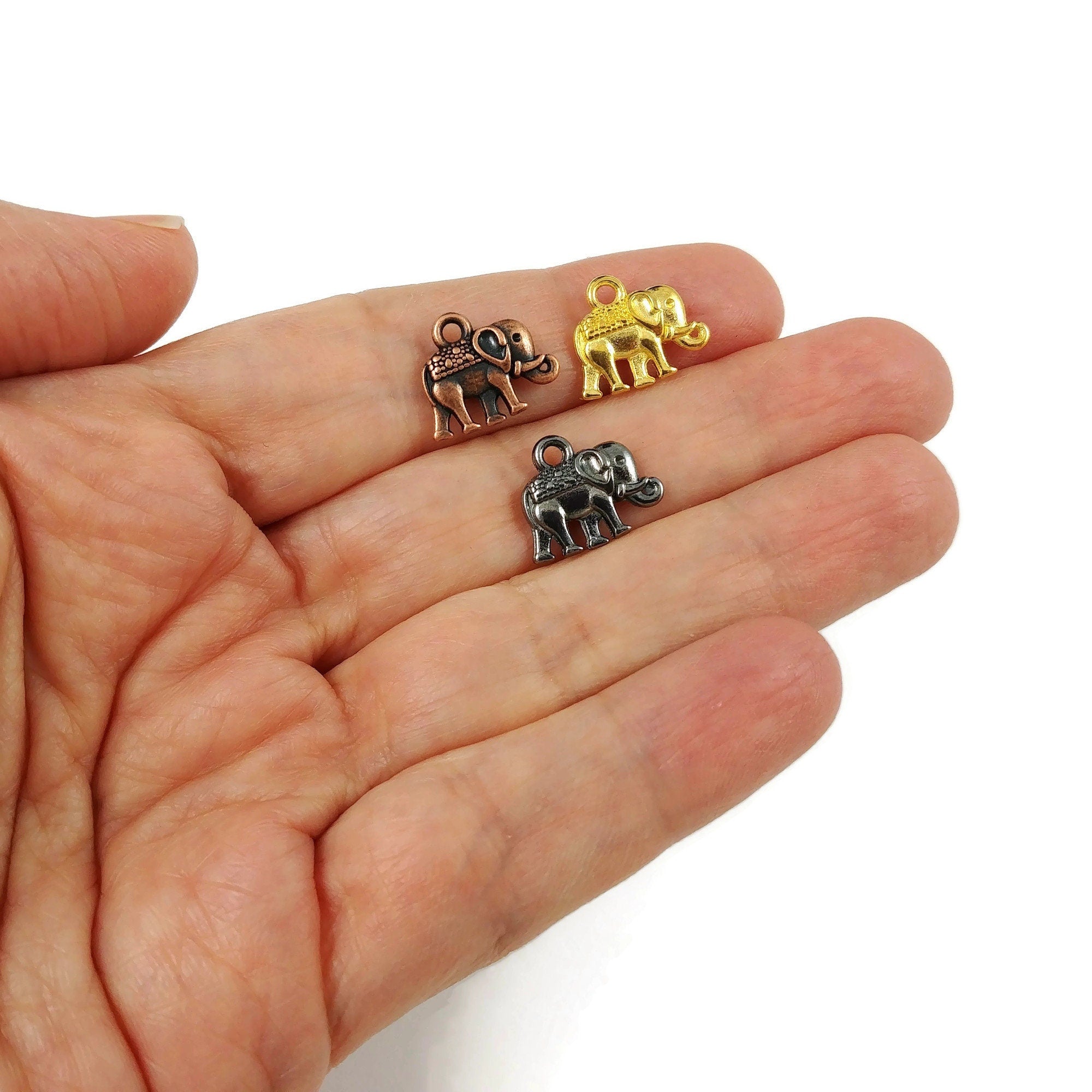 Cute elephant charms, 14mm tibetan animal charm, Gold, Silver, Copper, Nickel free metal pendants