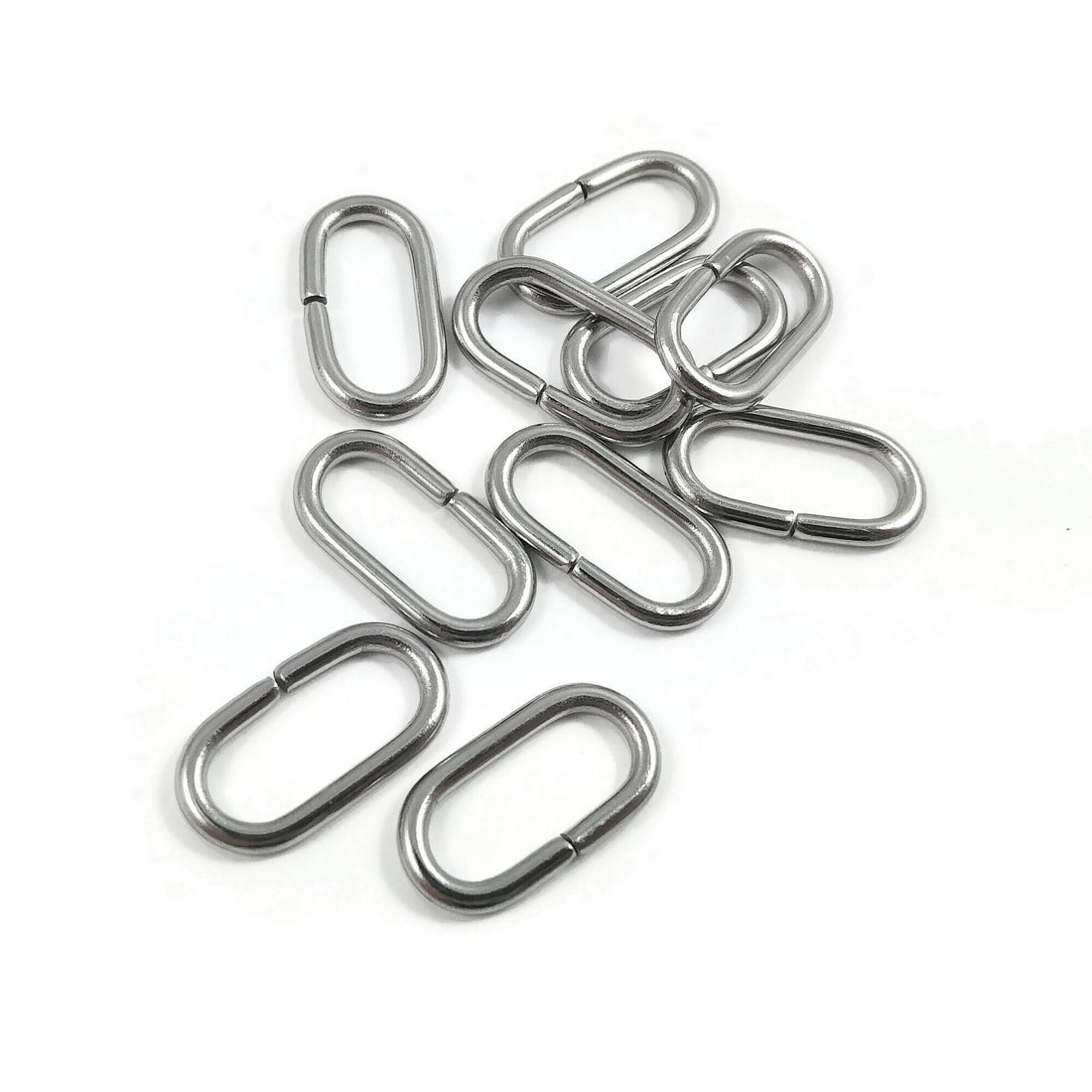 Large oval jump rings, 10pcs stainless steel open jumprings, 12 gauge hardware for jewelry making