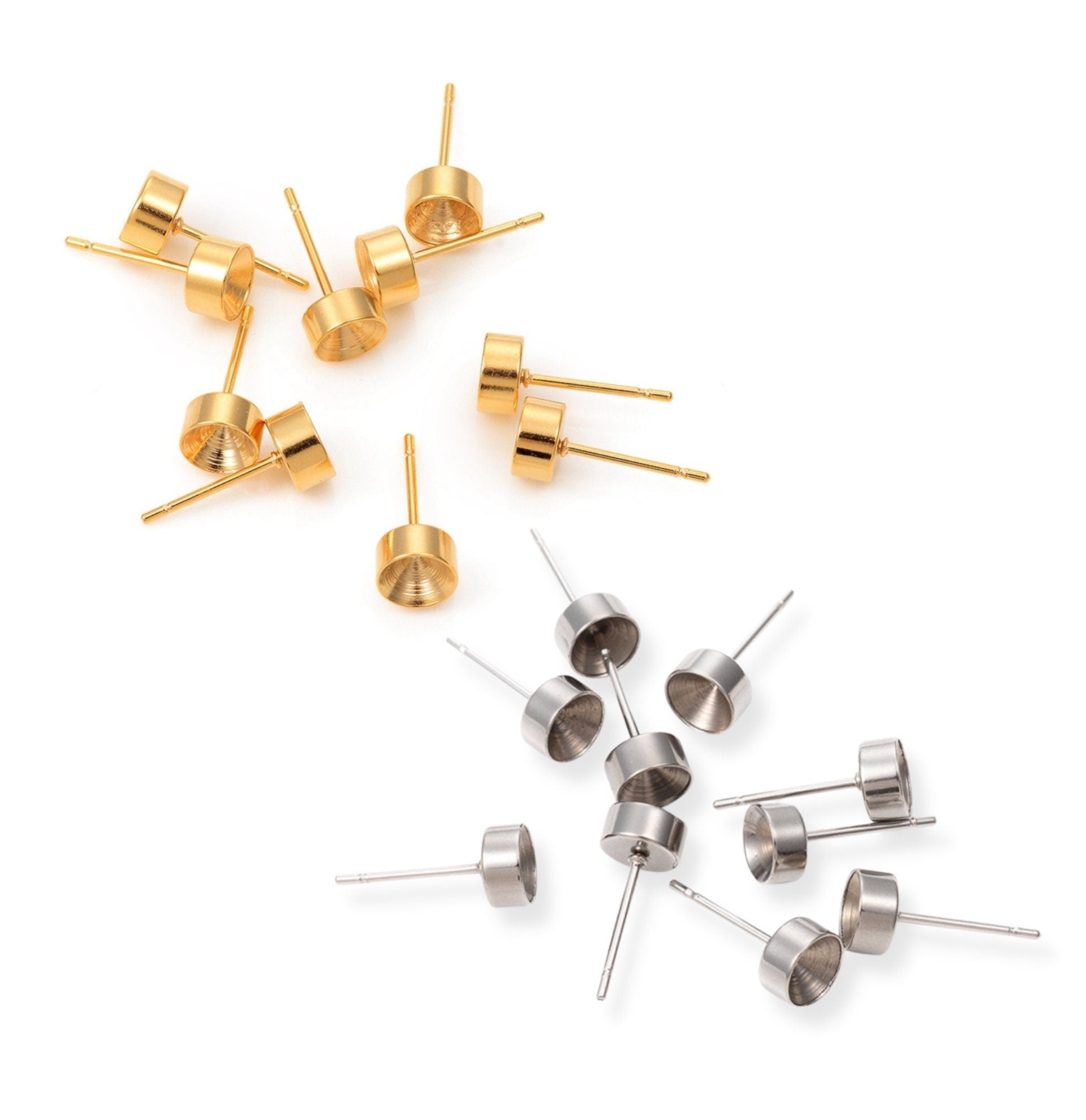 Rhinestone cup earring posts, Hypoallergenic stainless steel findings