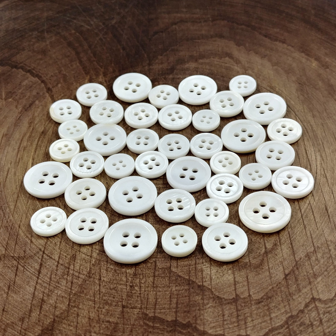 Mother of pearl buttons, Natural shell sewing buttons, 4 sizes available, 4 holes white shirt buttons