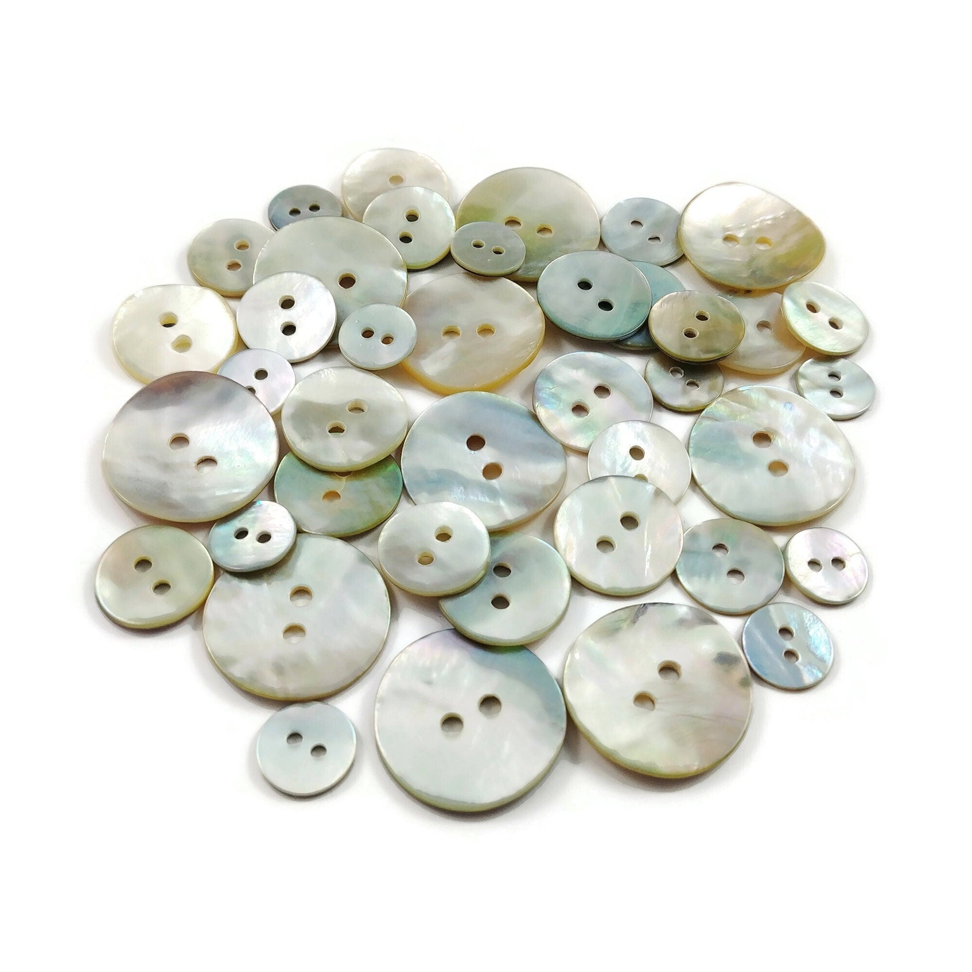 Summer flower buttons - Mother of Pearl Shell Buttons 30mm - set of 4 eco  friendly natural buttons