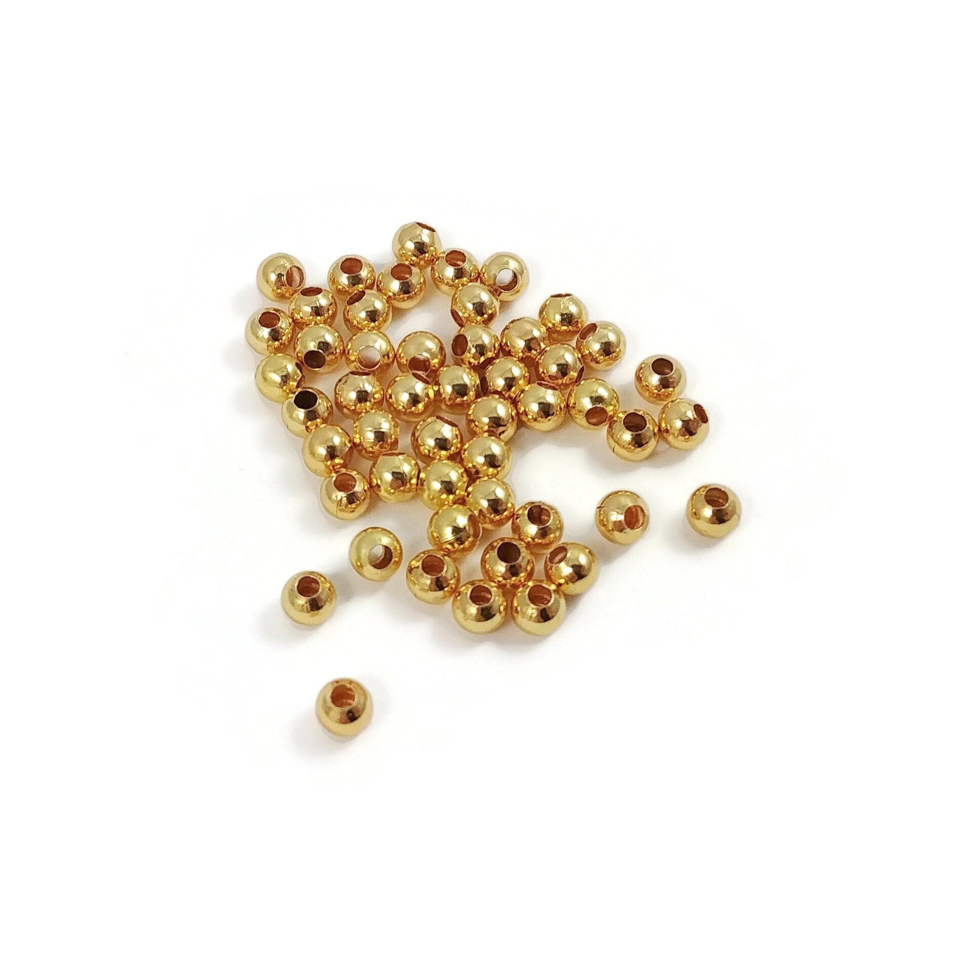 18K Yellow Gold Filled Round Corrugated Loose Spacer Beads For Jewelry  Making