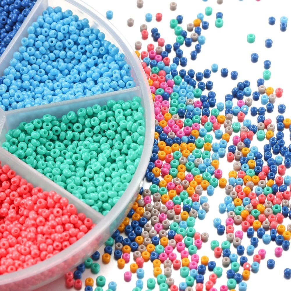 Tondiamo 44,000 Pcs Glass Seed Beads & Tube Beads Set - 48 Colors, 2mm & 7mm, With Needles & Strings For DIY Jewelry Making