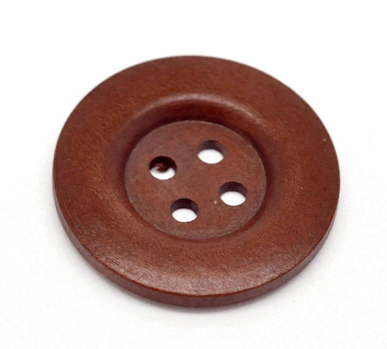 Gros Bouton Brun Foncé - 3 boutons en bois de 40mm