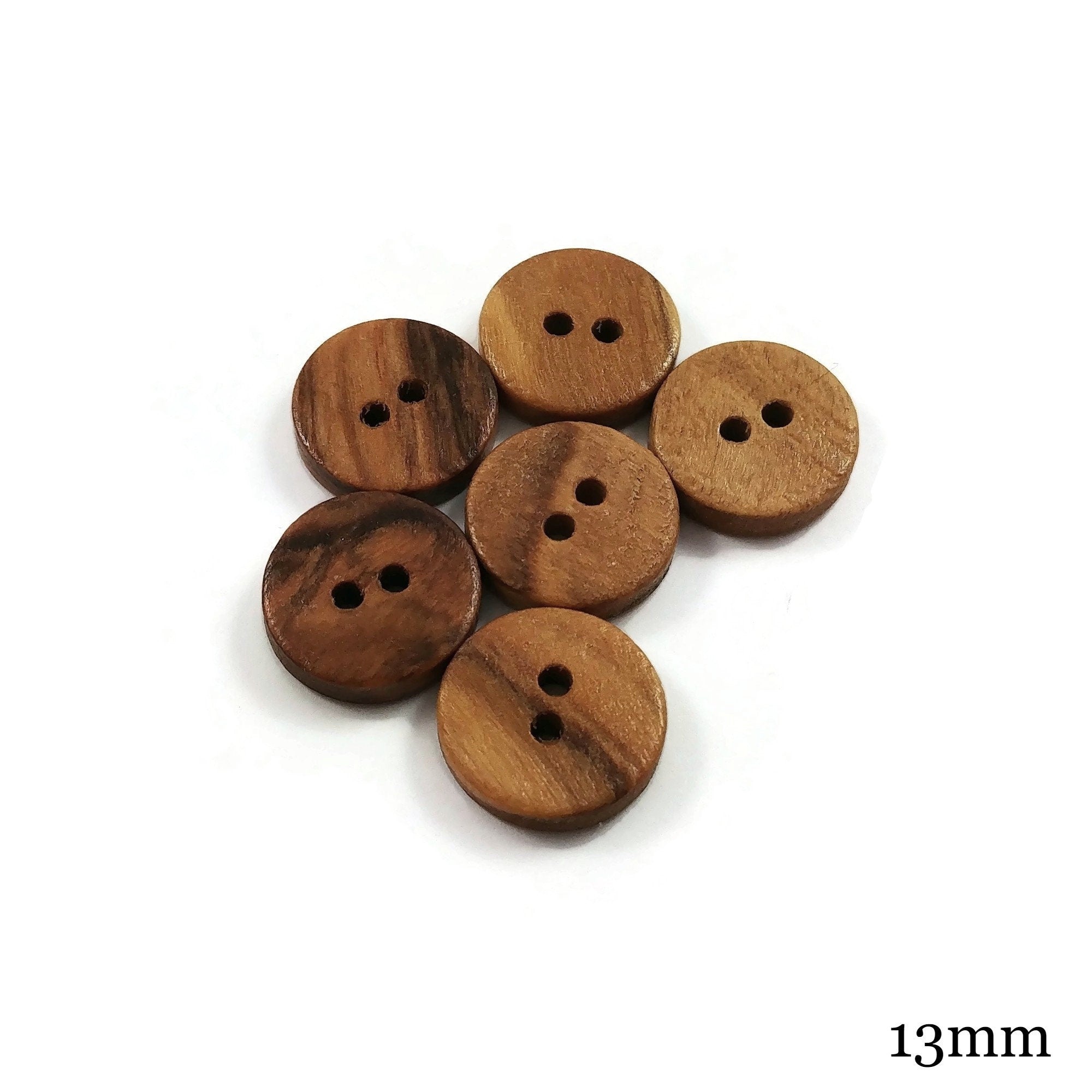 Walnut Olive Wood Buttons 15mm & 20mm 6pk Classic 4 Hole Button, Made in  Italy 