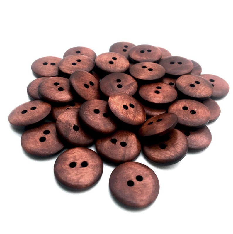 Reddish brown wooden buttons, 15mm, 20mm, Plain round sewing buttons