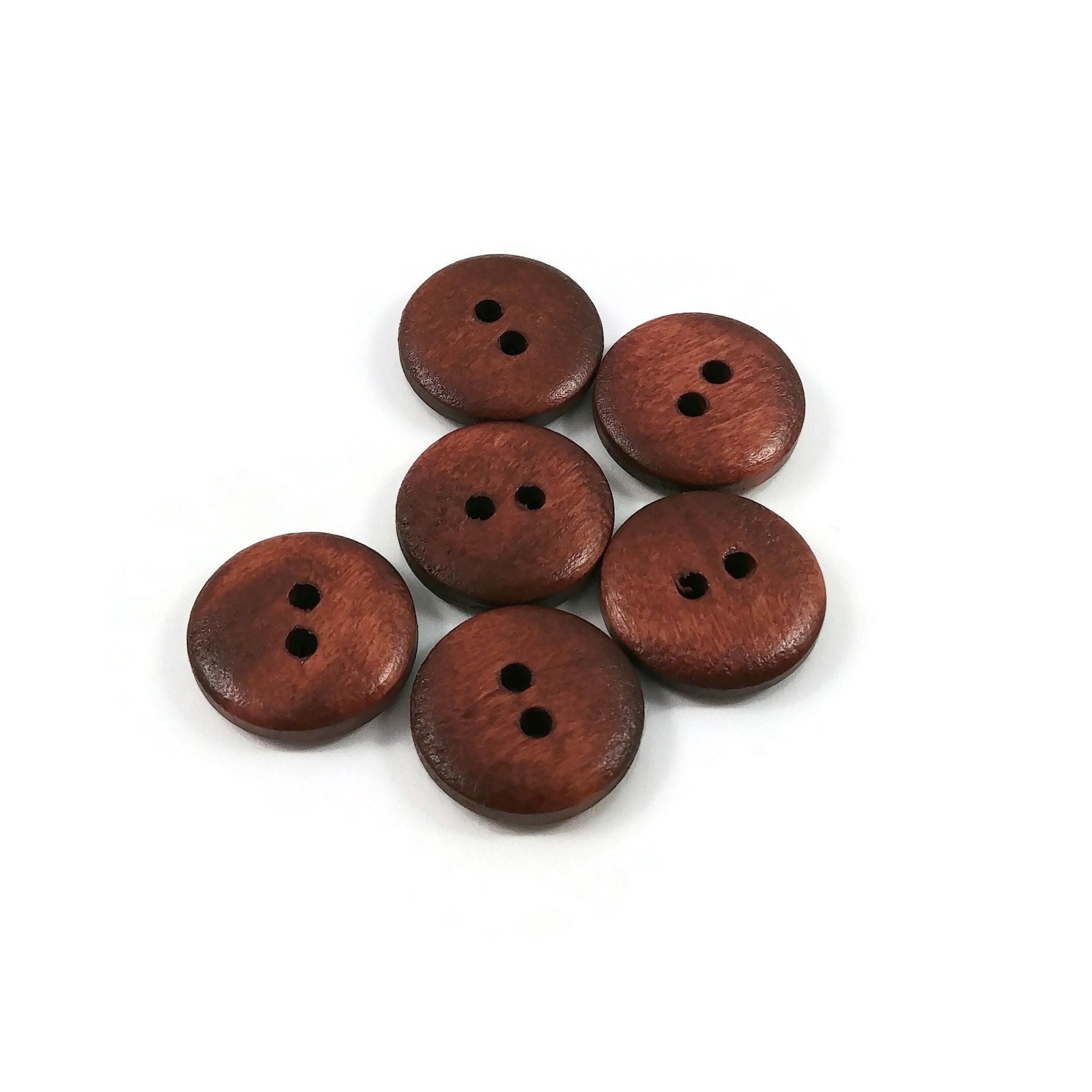 25 19mm Wooden Snowflake Buttons Two Hole Buttons Brown Wood